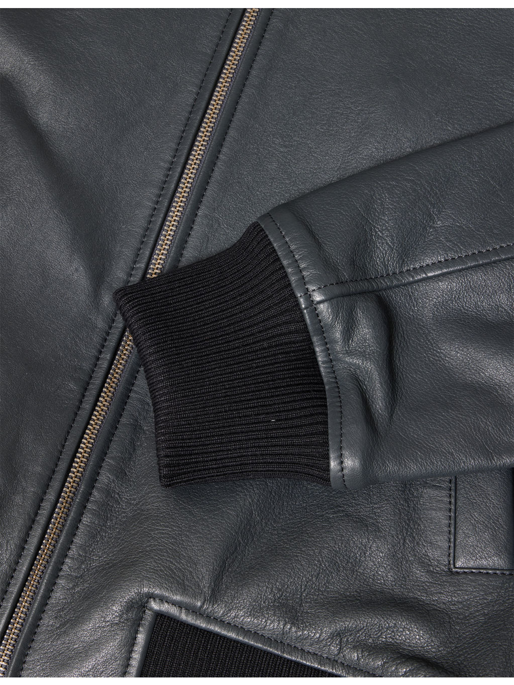Regular-Fit Spread-Collar Leather Jacket - 7