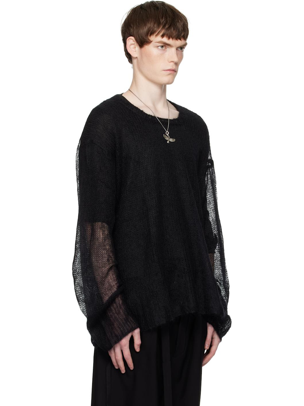 Black Kent Open Neck High Comfort Sweater - 2