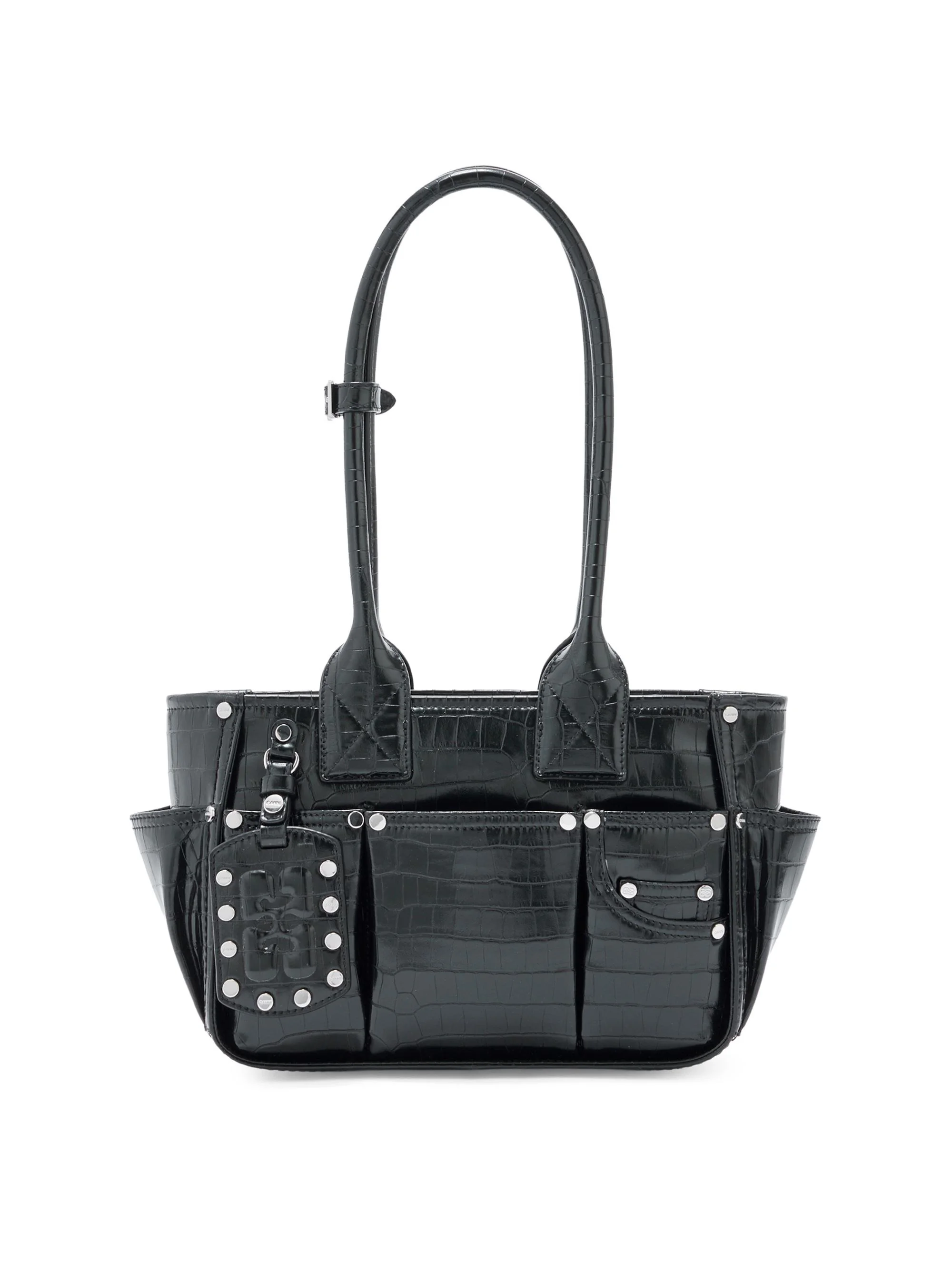 Women's Posy Croc-Embossed Shoulder Bag - Black - 1