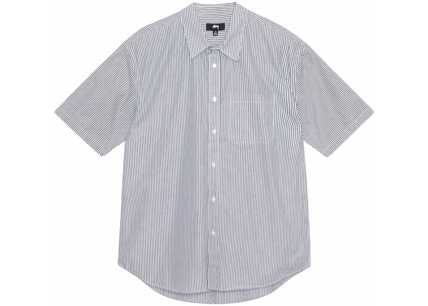 Stussy Stripe Boxy S/S 8 Ball Shirt Navy - 1