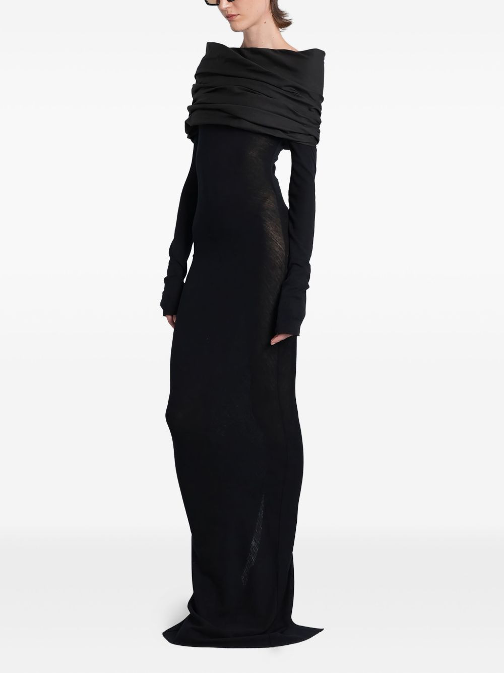 draped-shoulder maxi dress - 4