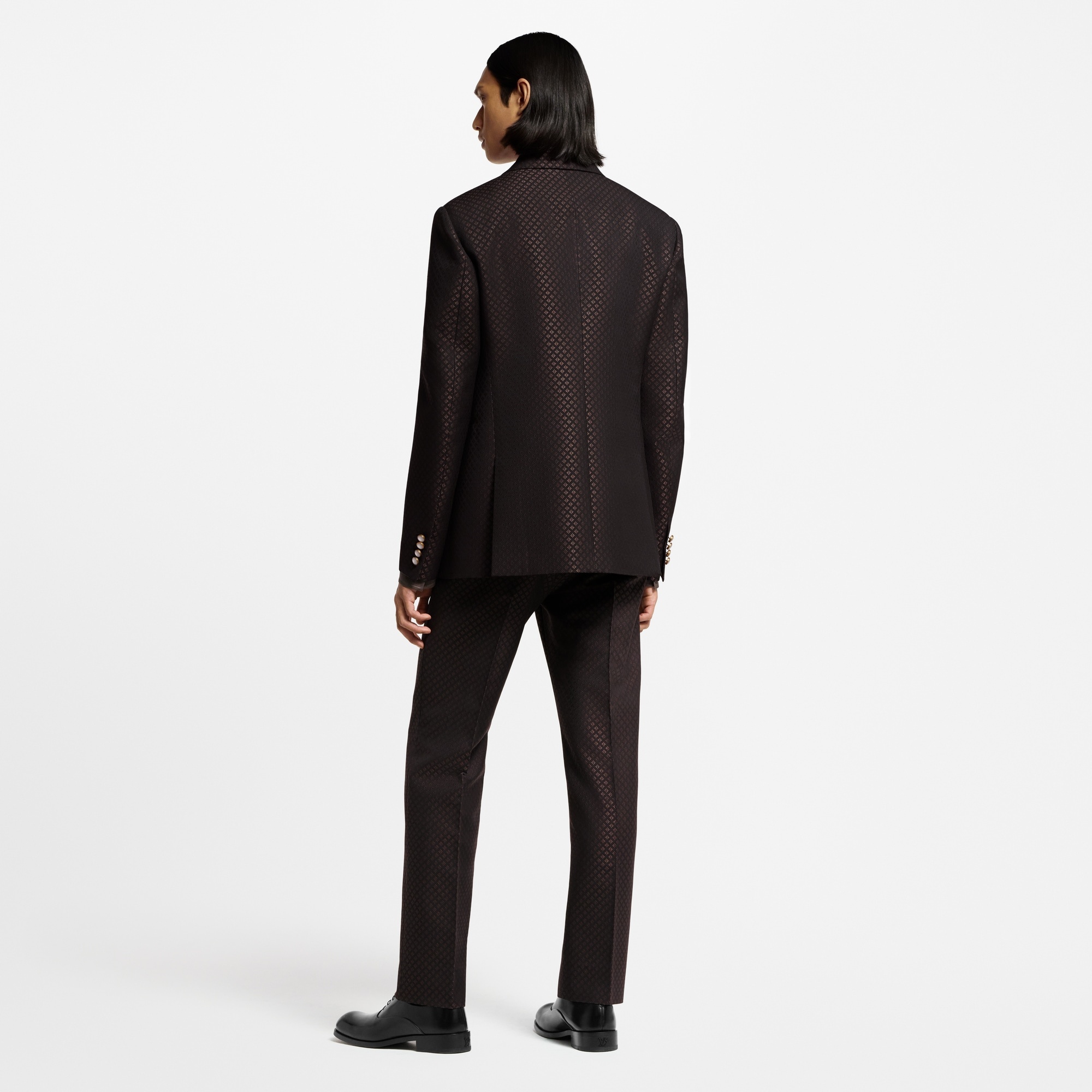 Wool-Silk Blend Monogram Single-Breasted Tuxedo Jacket - 3