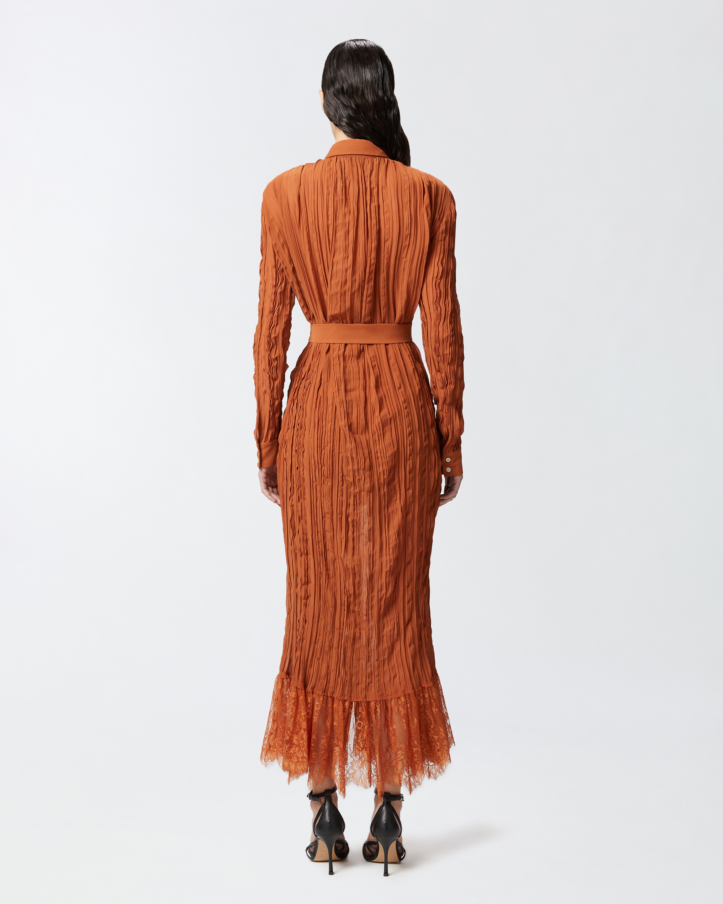 LONG SHIRT DRESS WITH LACE DETAILS - 4