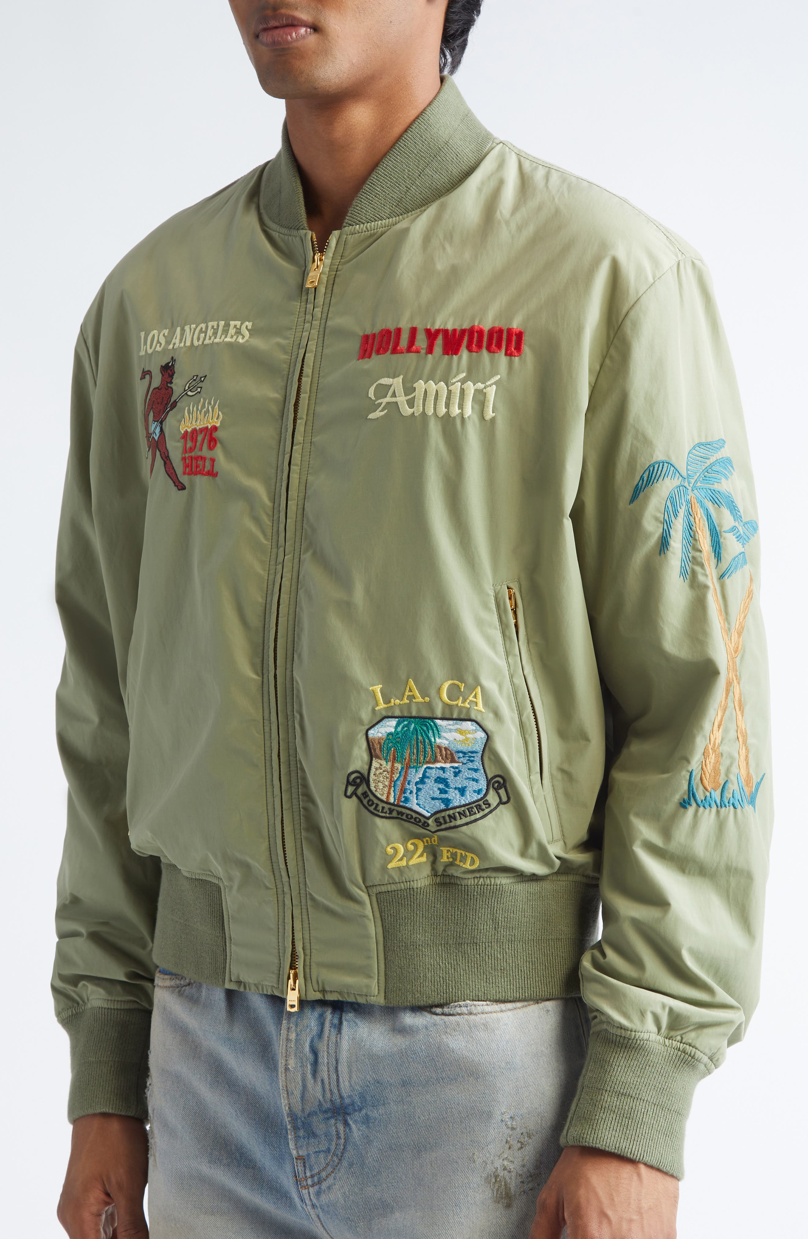 AMIRI Sinners Bomber Jacket in Olive at Nordstrom - 5