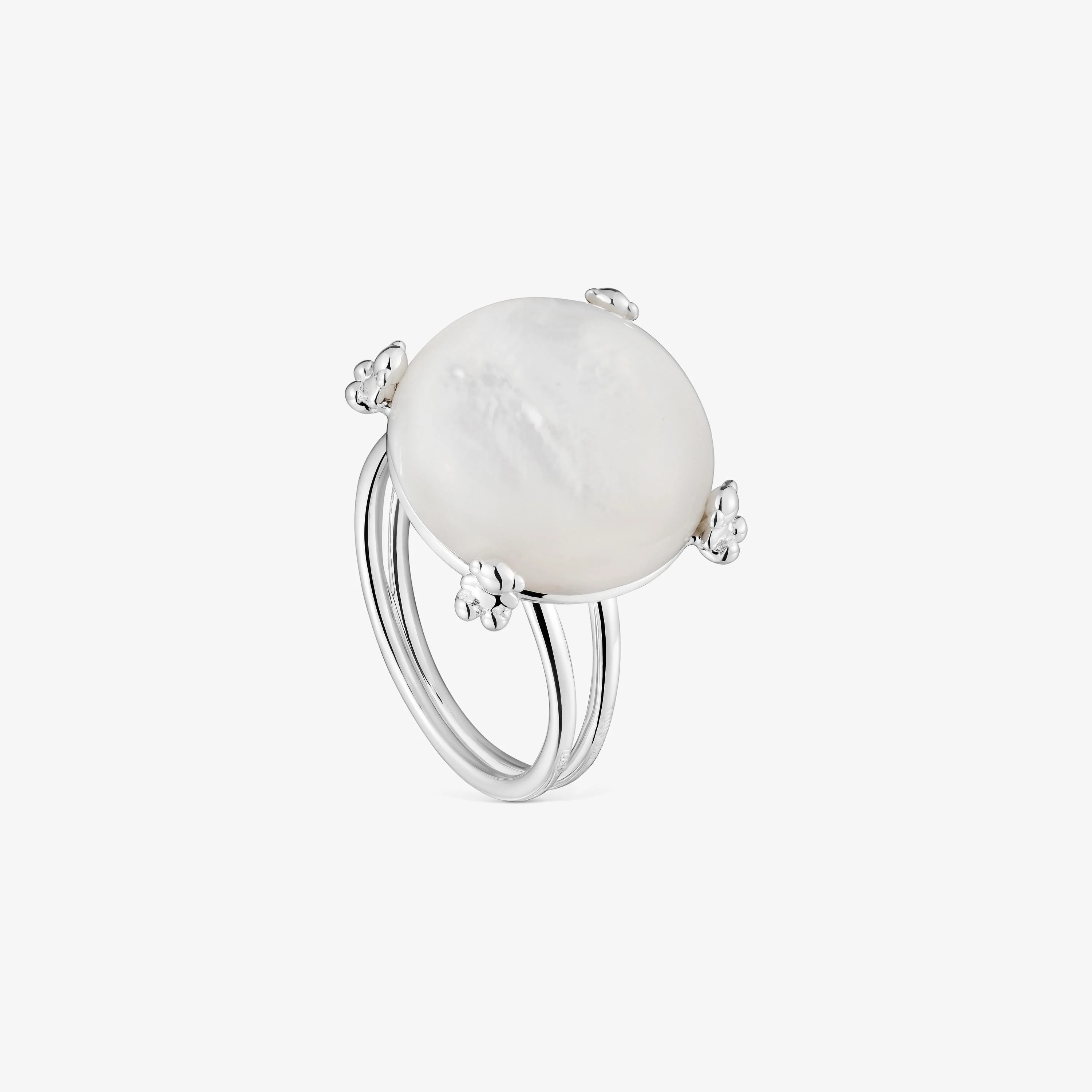 Silver Color Pills Ring with mother-of-pearl - 1