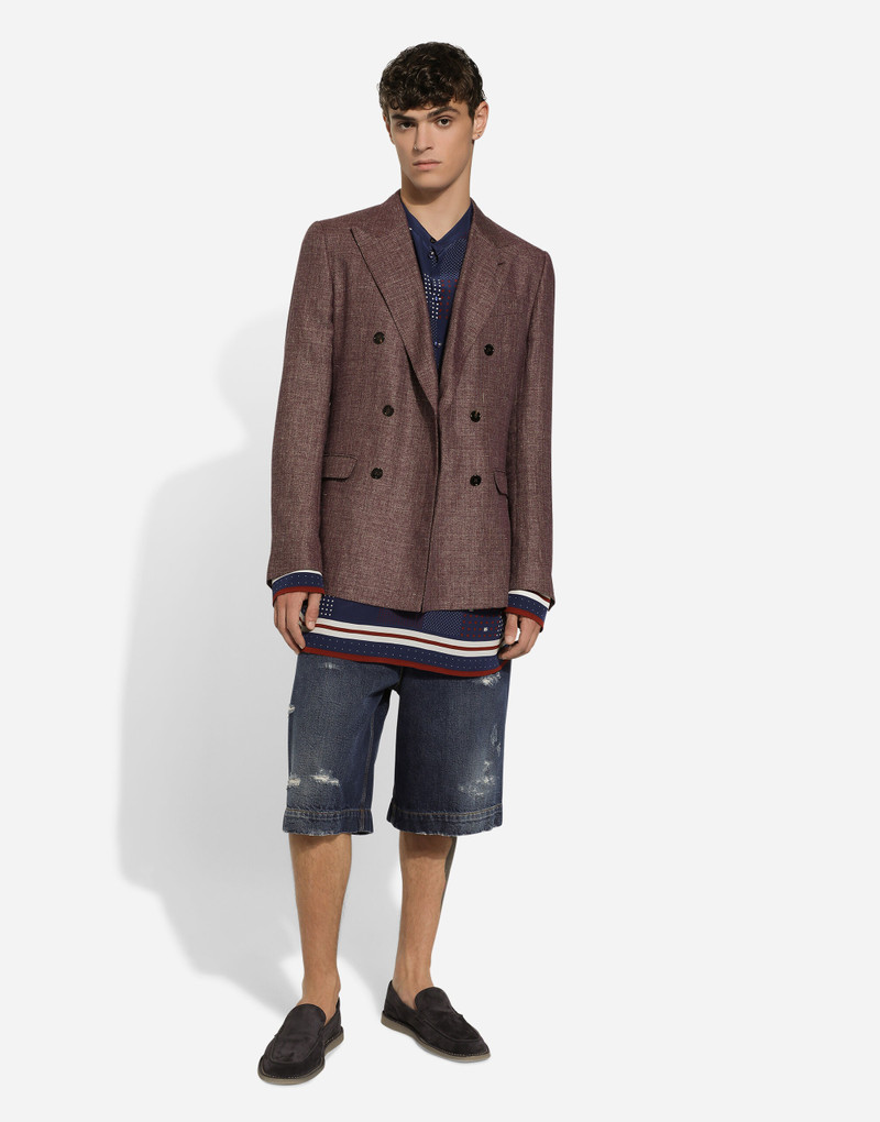 Blue denim shorts with abrasions 5