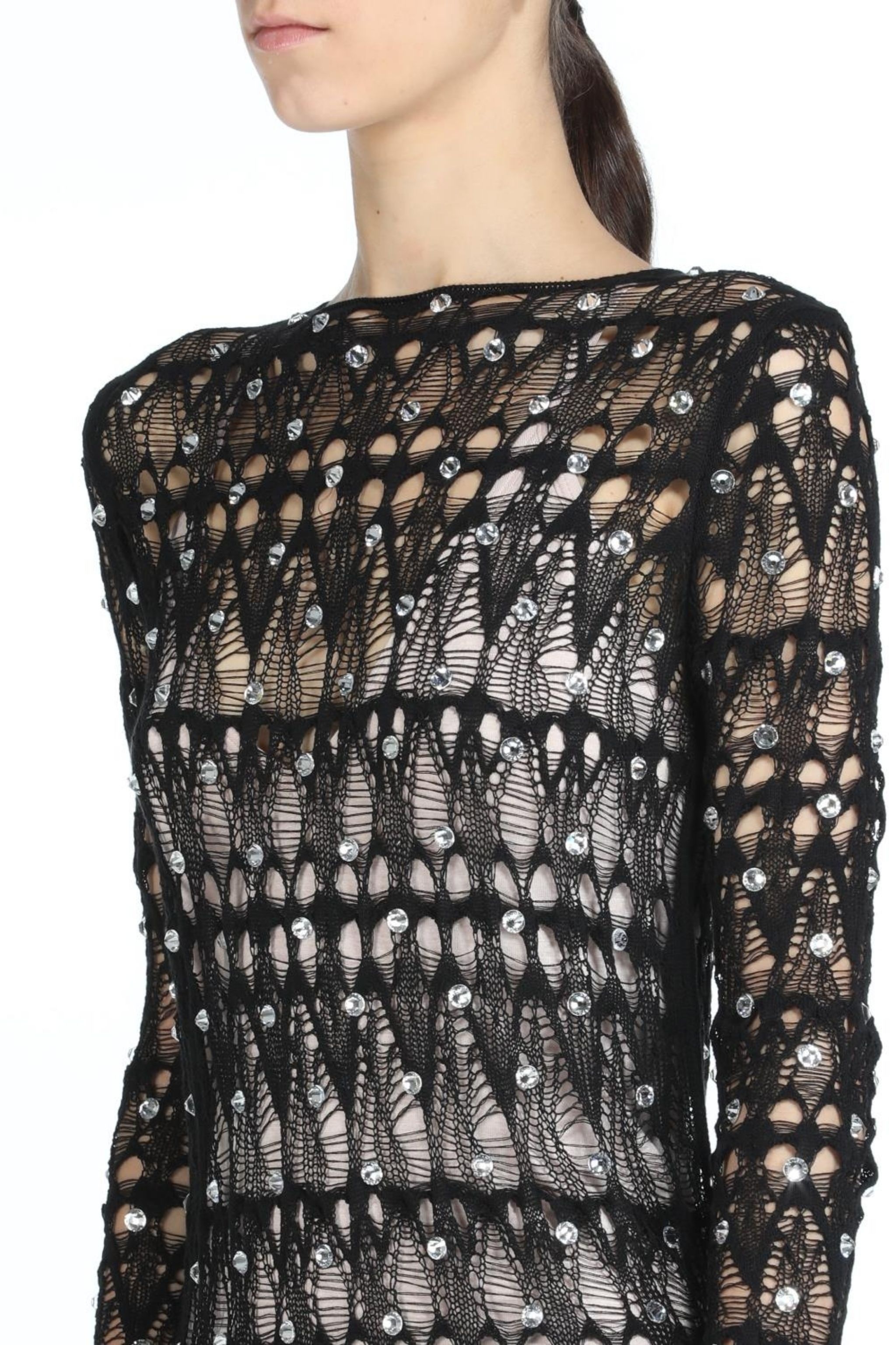 CRYSTAL-EMBELLISHED KNIT MINI DRESS - 4