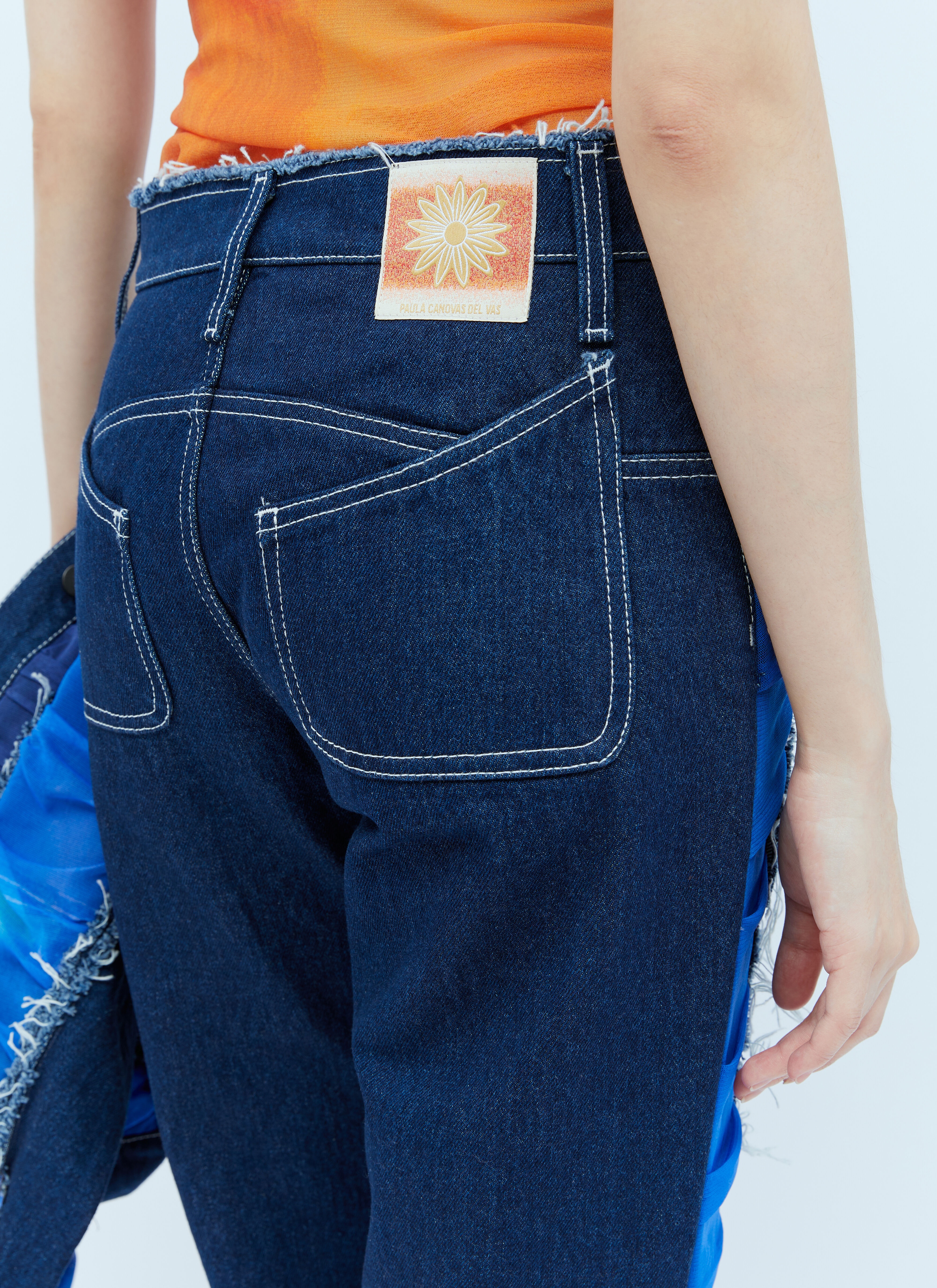Mesh Construction Denim Jeans - 5