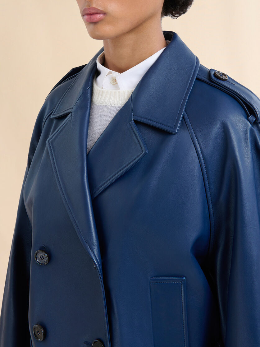 SHORT BLUE NAPPA TRENCH - 4
