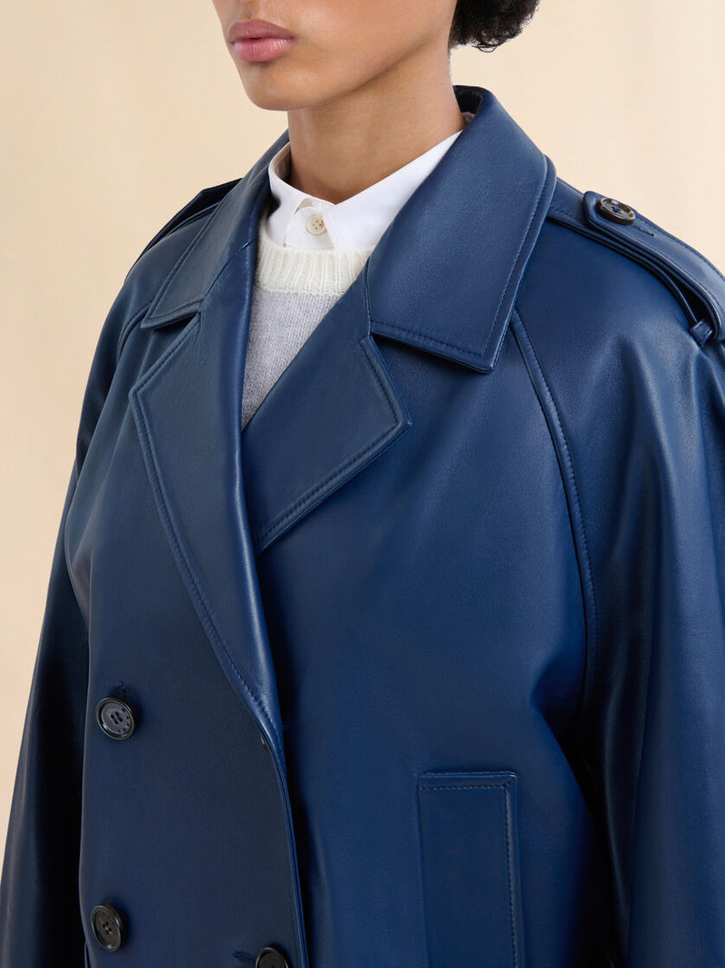 SHORT BLUE NAPPA TRENCH 4