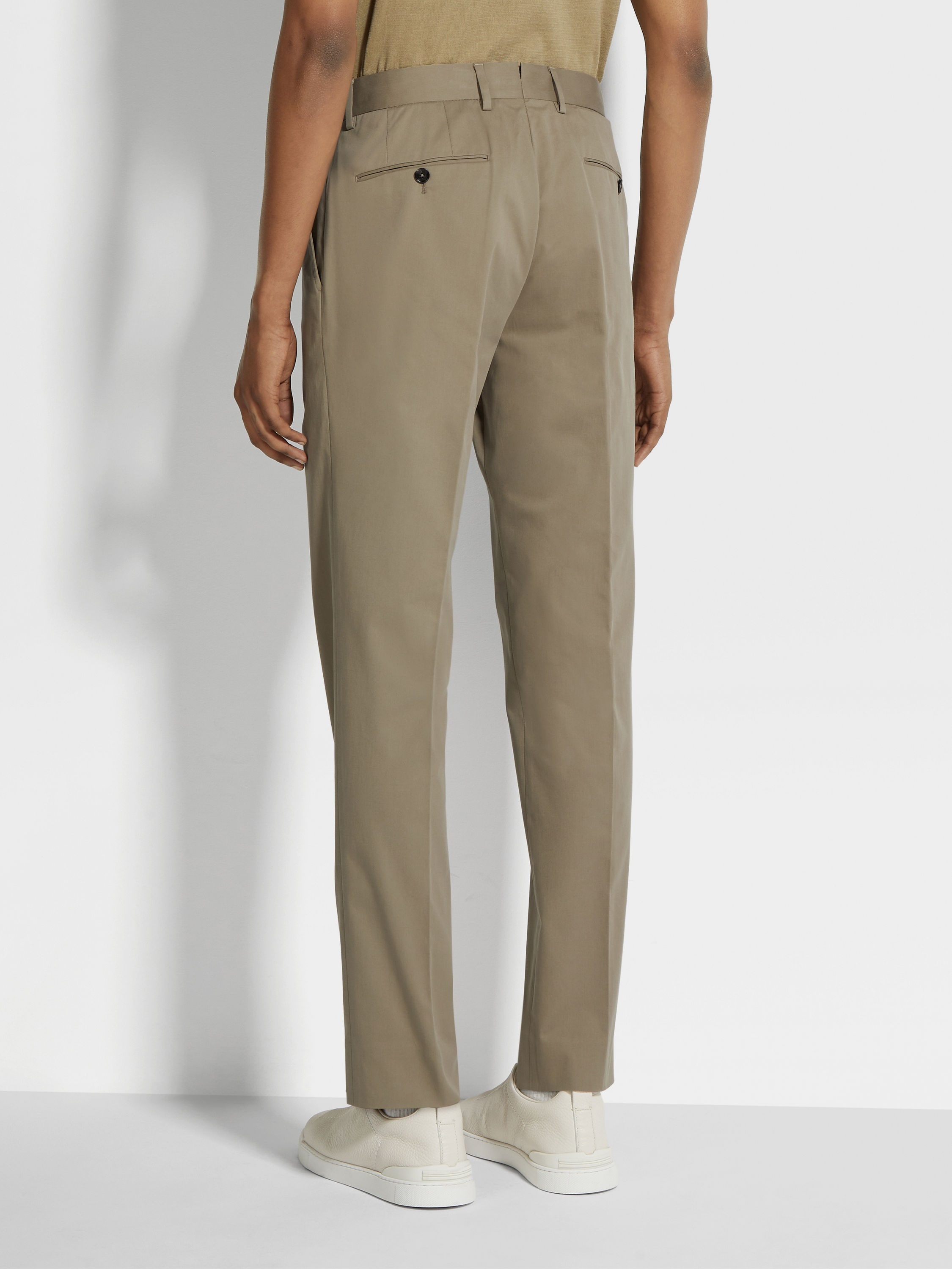 LIGHT BROWN STRETCH COTTON PANTS - 5