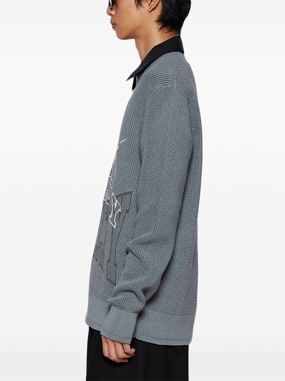 logo-embroidered waffle-knit jumper - 4