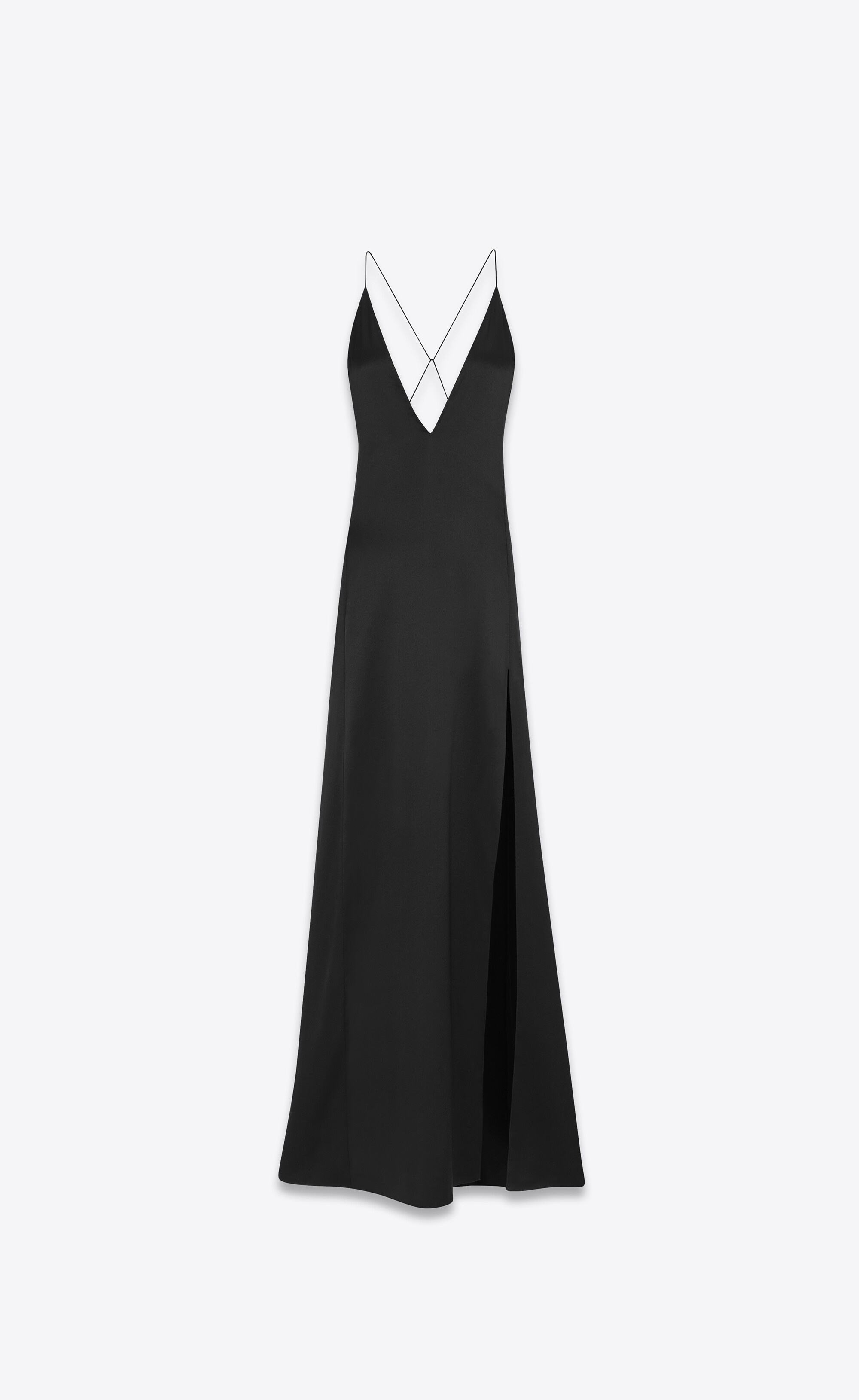 long sleeveless dress in washed satin - 1