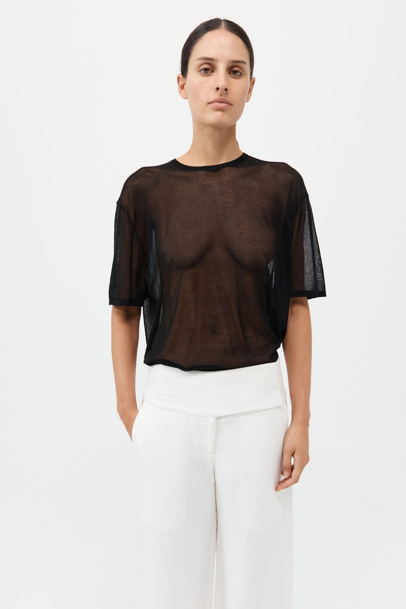Sheer Oversized Tee - Black 2