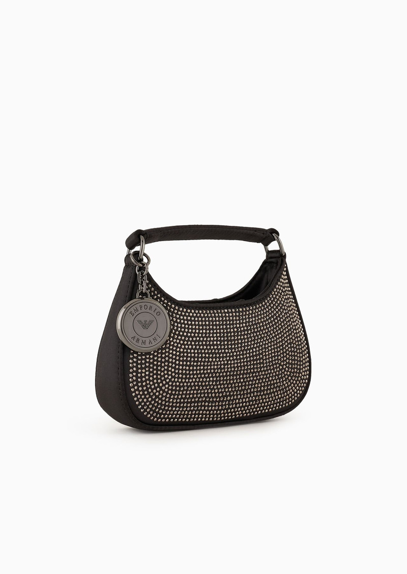 EMPORIO ARMANI Satin hobo mini bag with rhinestones outlook