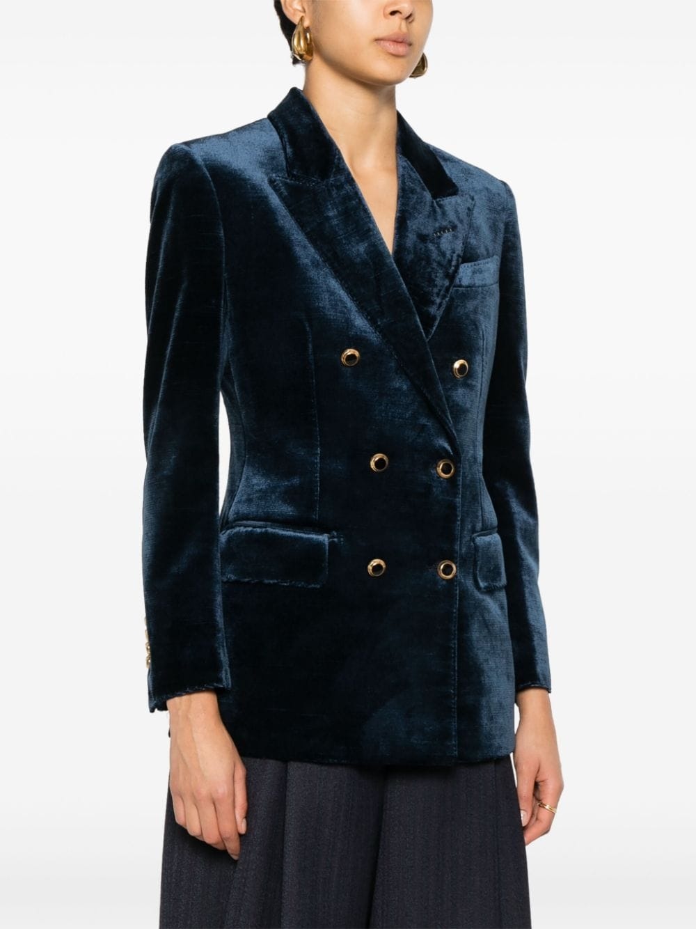 velvet double-breasted blazer - 3
