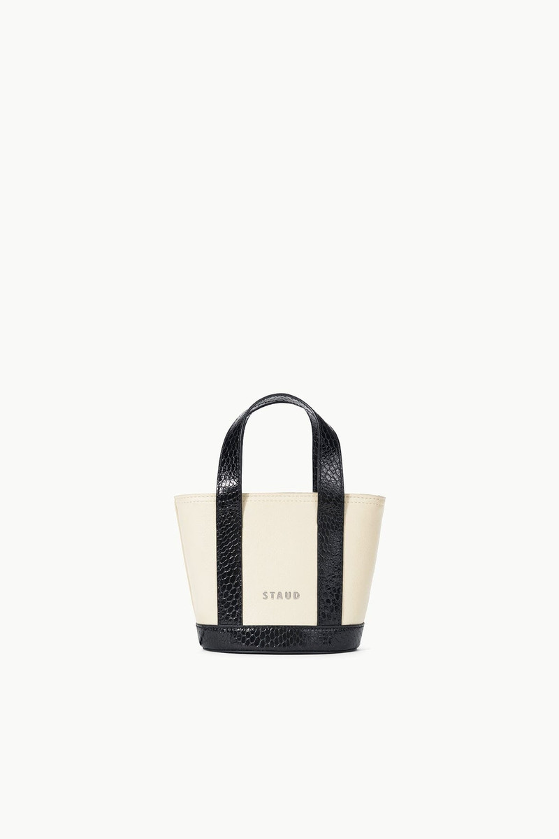 STAUD ALLORA MINI TOTE CREAM BLACK 3