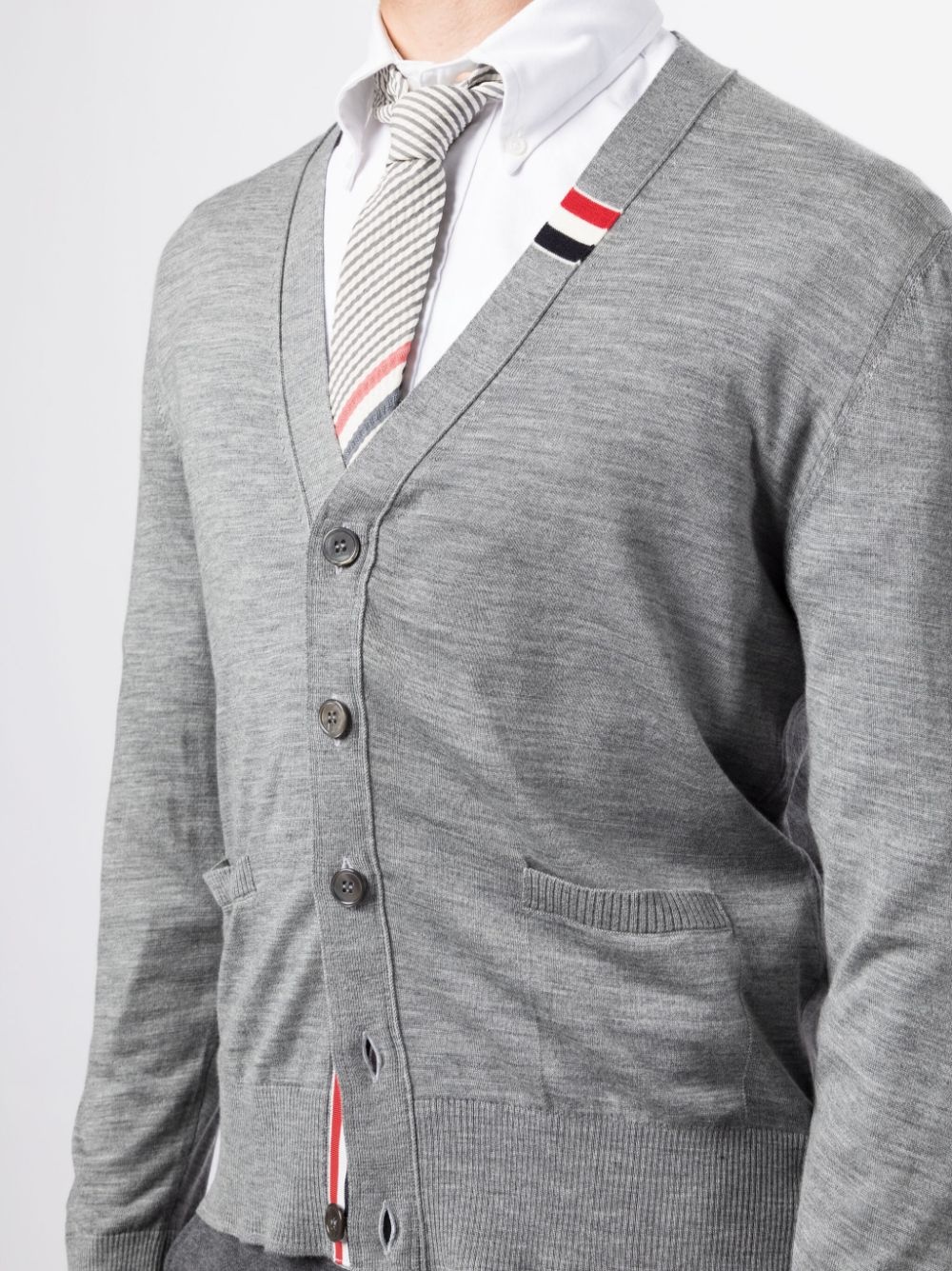 RWB-stripe wool-blend cardigan - 5