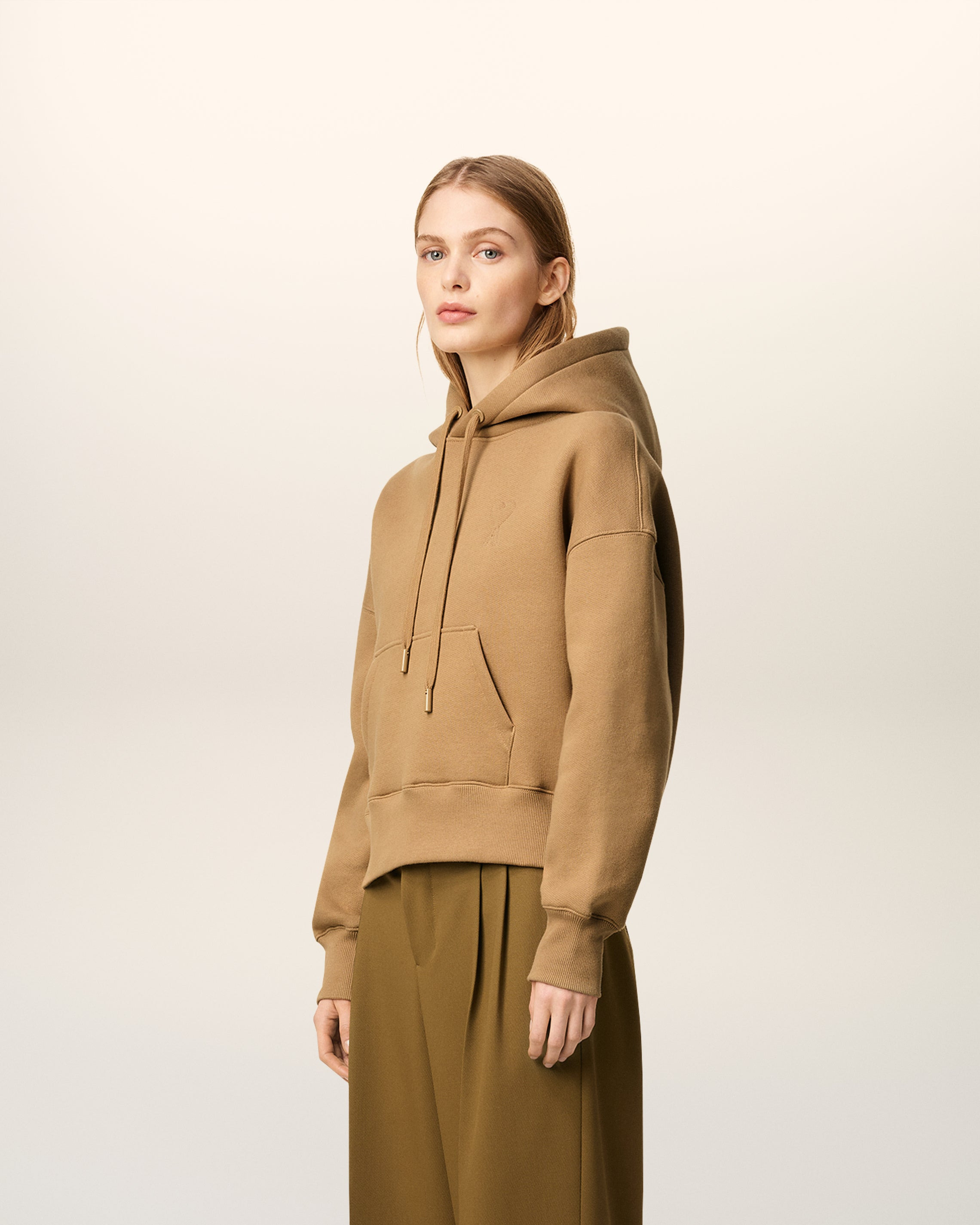 BROWN COTTON AMI DE COEUR HOODIE - 6