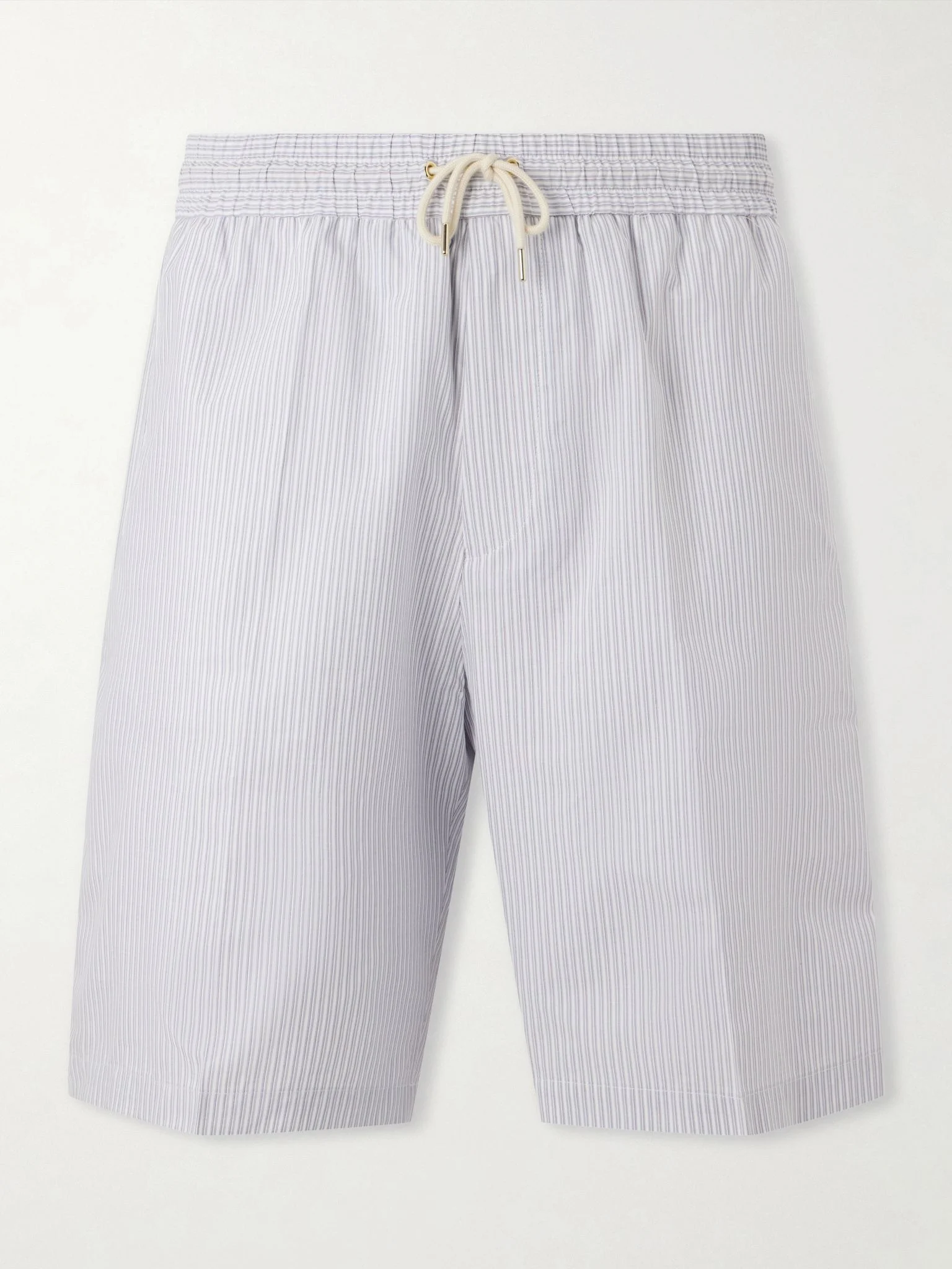 Straight-Leg Striped Cotton Drawstring Shorts Blue - 1