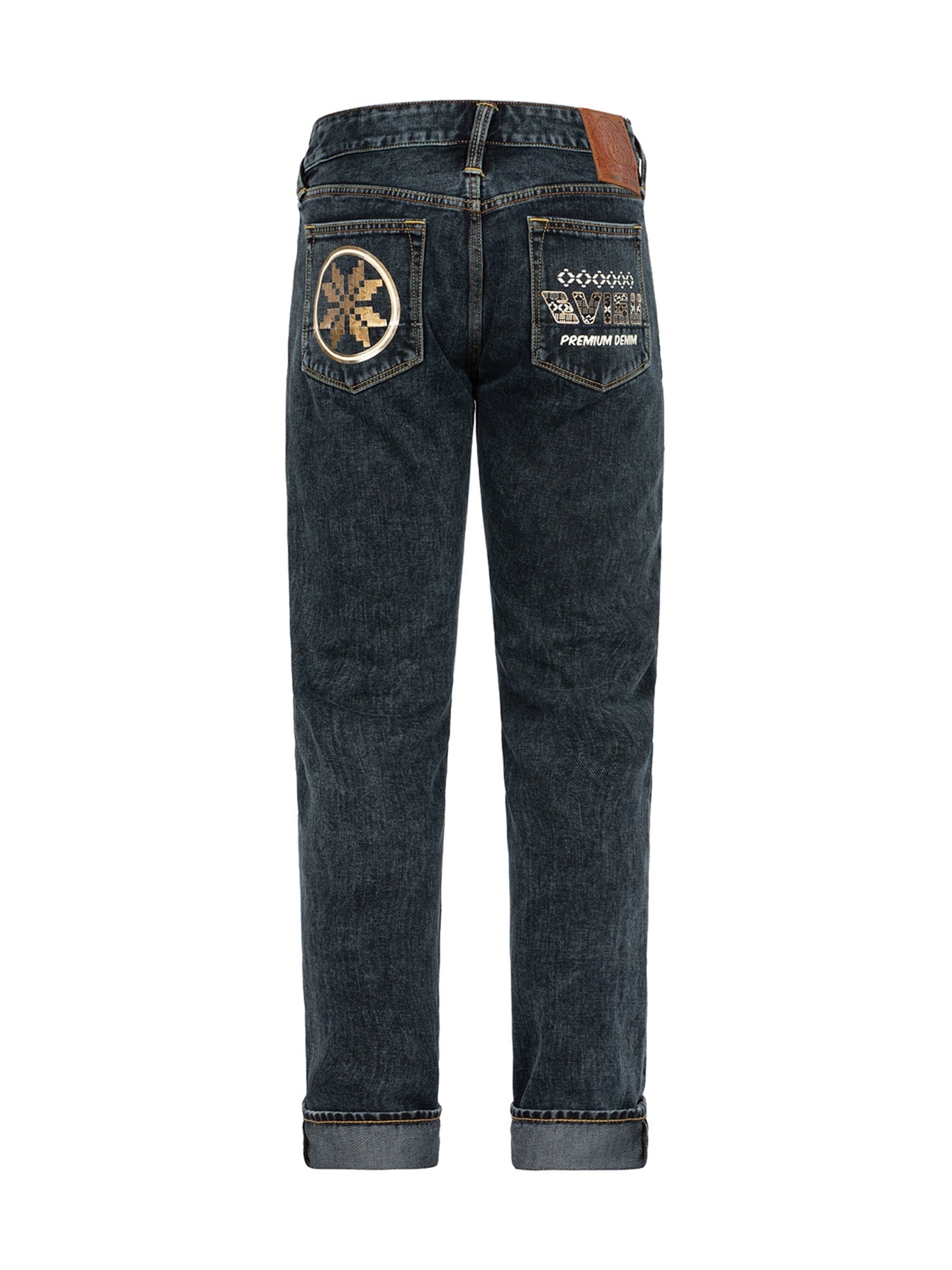 Fair Isle Pattern Kamon and Logo Print Carrot Fit Jeans #2017 - 13