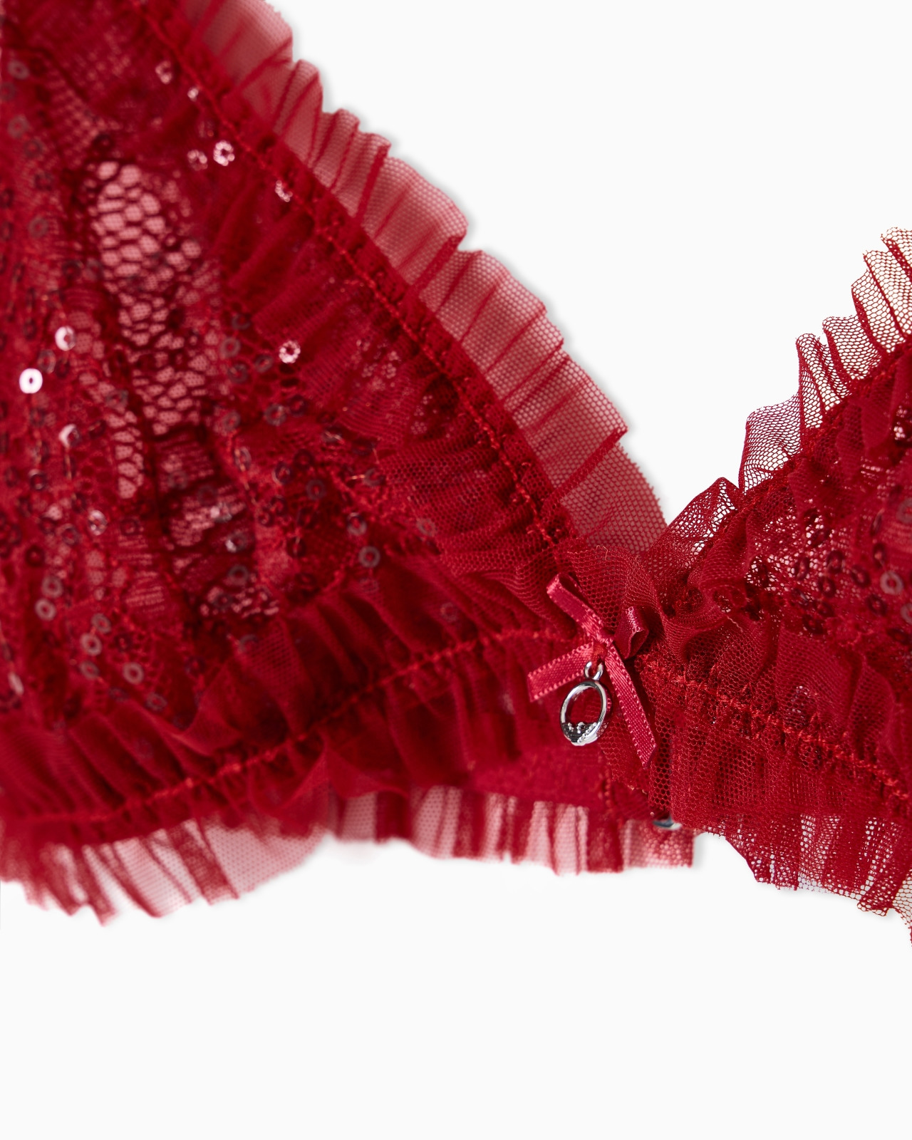 SEQUINS LACE TRIANGLE BRA - 4