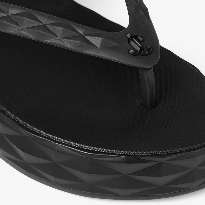 Diamond Flip Flop Black Rubber Flats 3