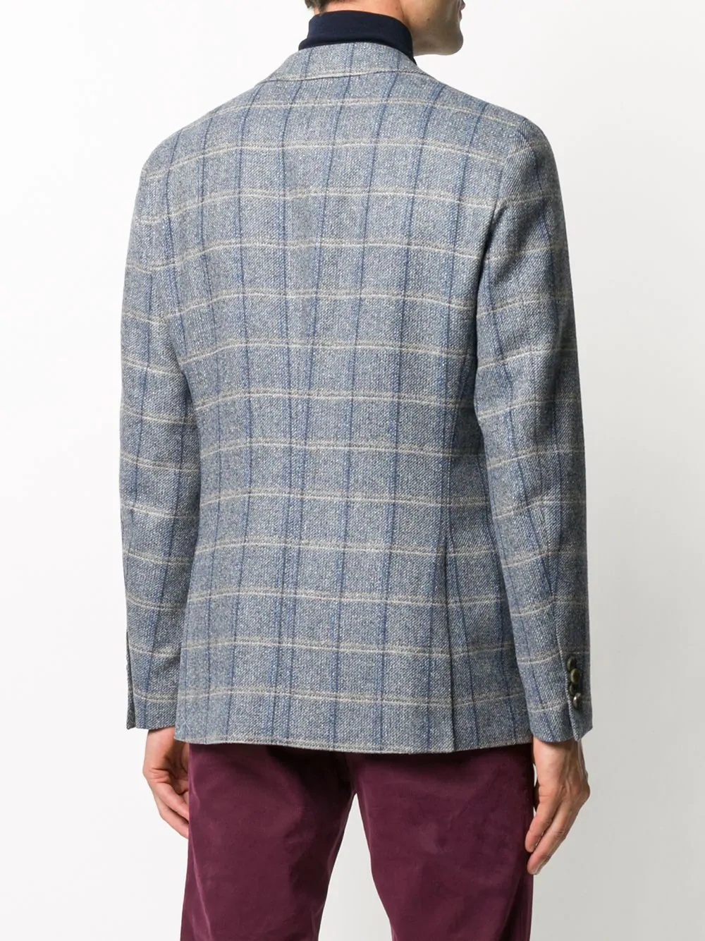 check print wool-blend blazer - 4