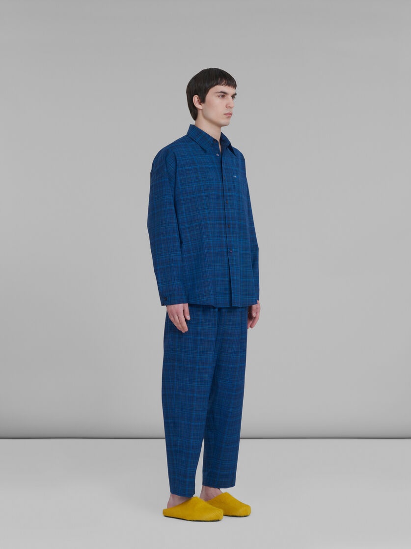 BLUE SHIRT IN CHECKED LIGHT WOOL - 5