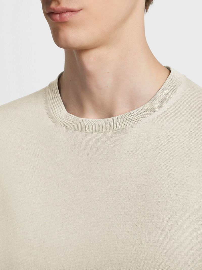 LIGHT BEIGE PREMIUM COTTON T-SHIRT 4