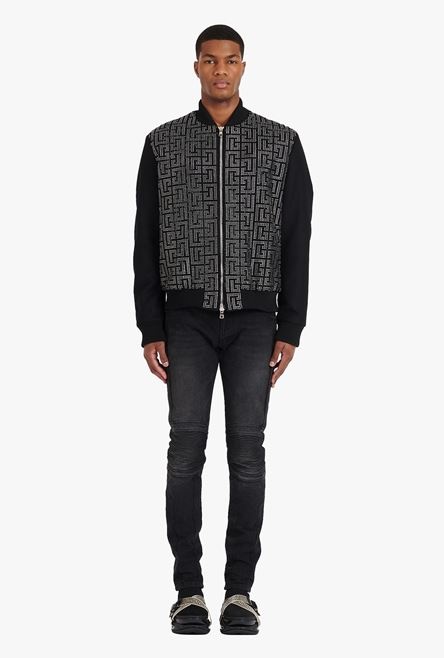 Teddy jacket with embroidered black and silver Balmain monogram - 4