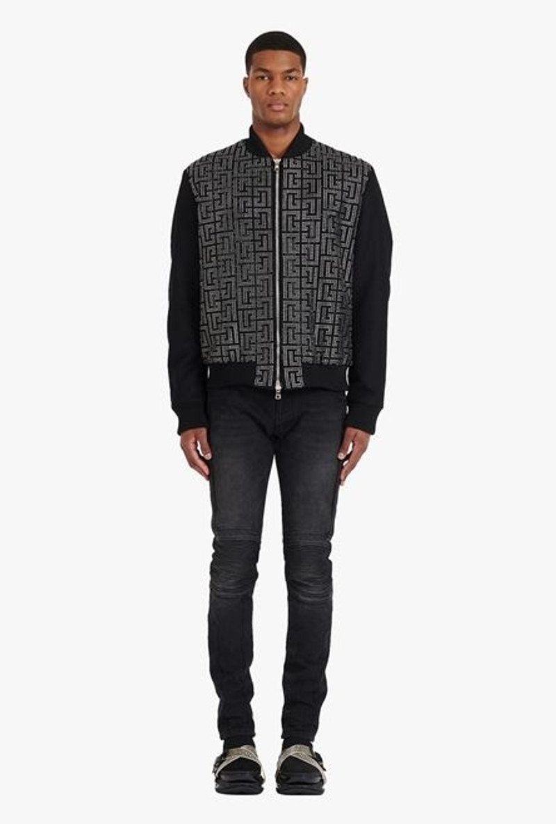 Teddy jacket with embroidered black and silver Balmain monogram 4