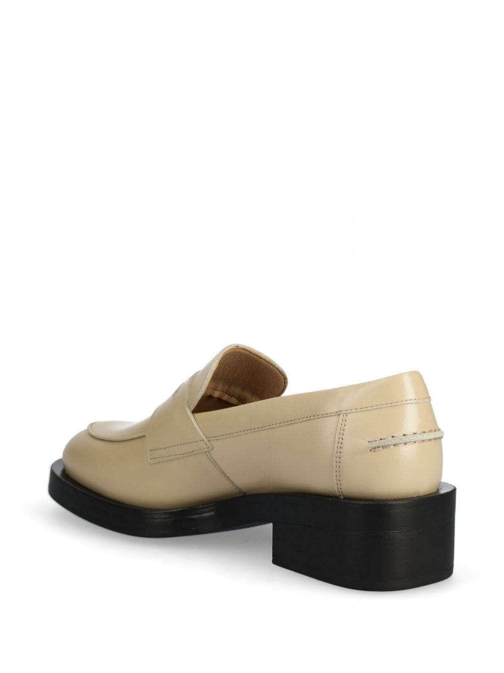 logo-plaque leather loafers - 3