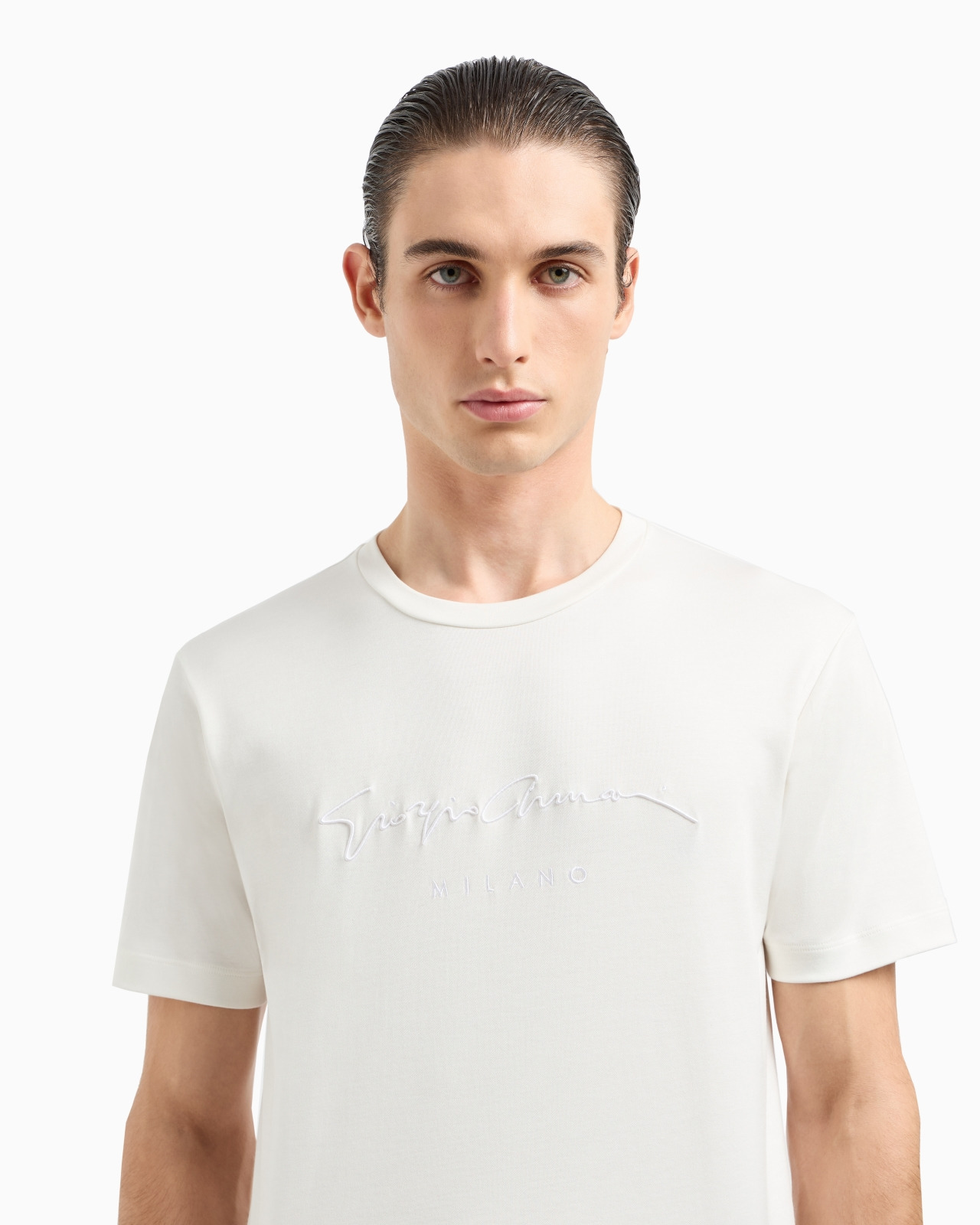 Pure cotton interlock T-shirt with embroidered logo - 5