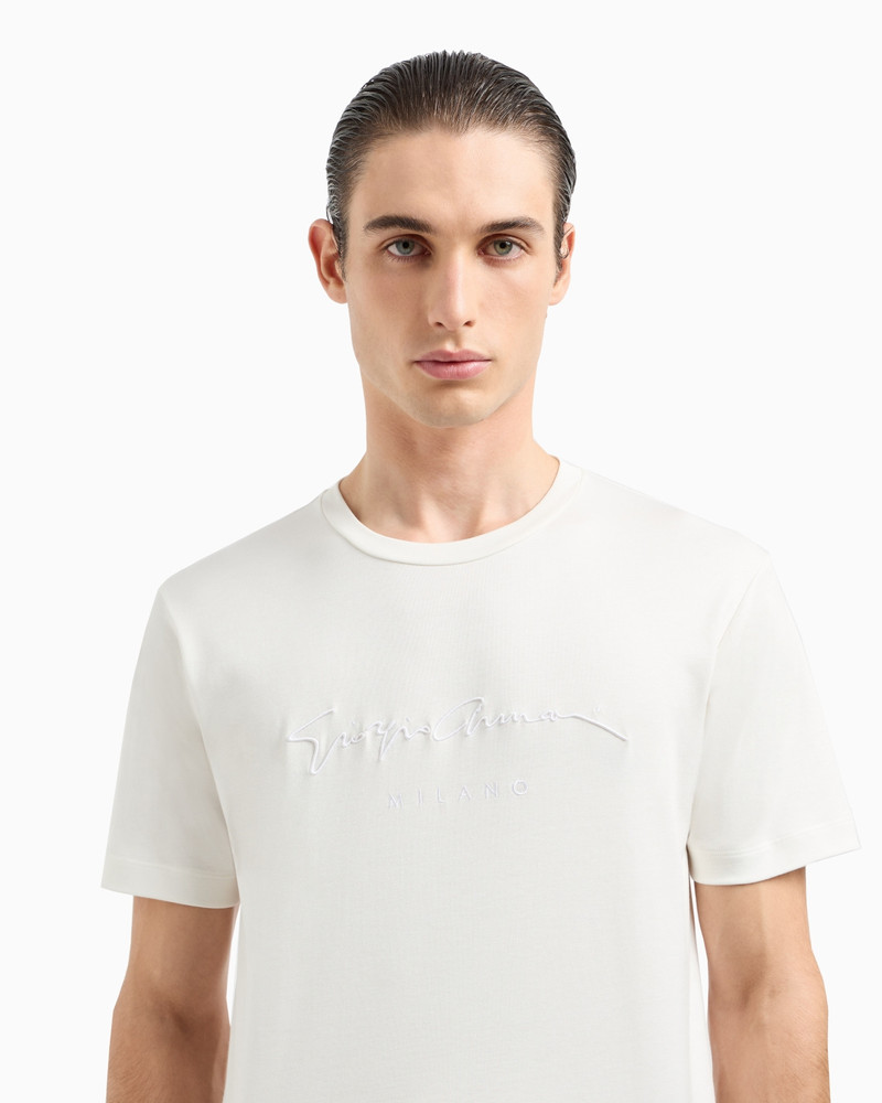 Pure cotton interlock T-shirt with embroidered logo 5