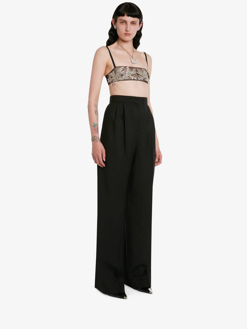 Women's Mycelium Embroidery Bandeau Top in Black - 3