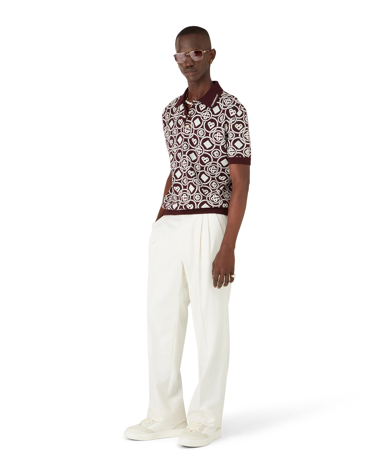 Monogram Cotton Knit Polo shirt | Casablanca Paris - 2
