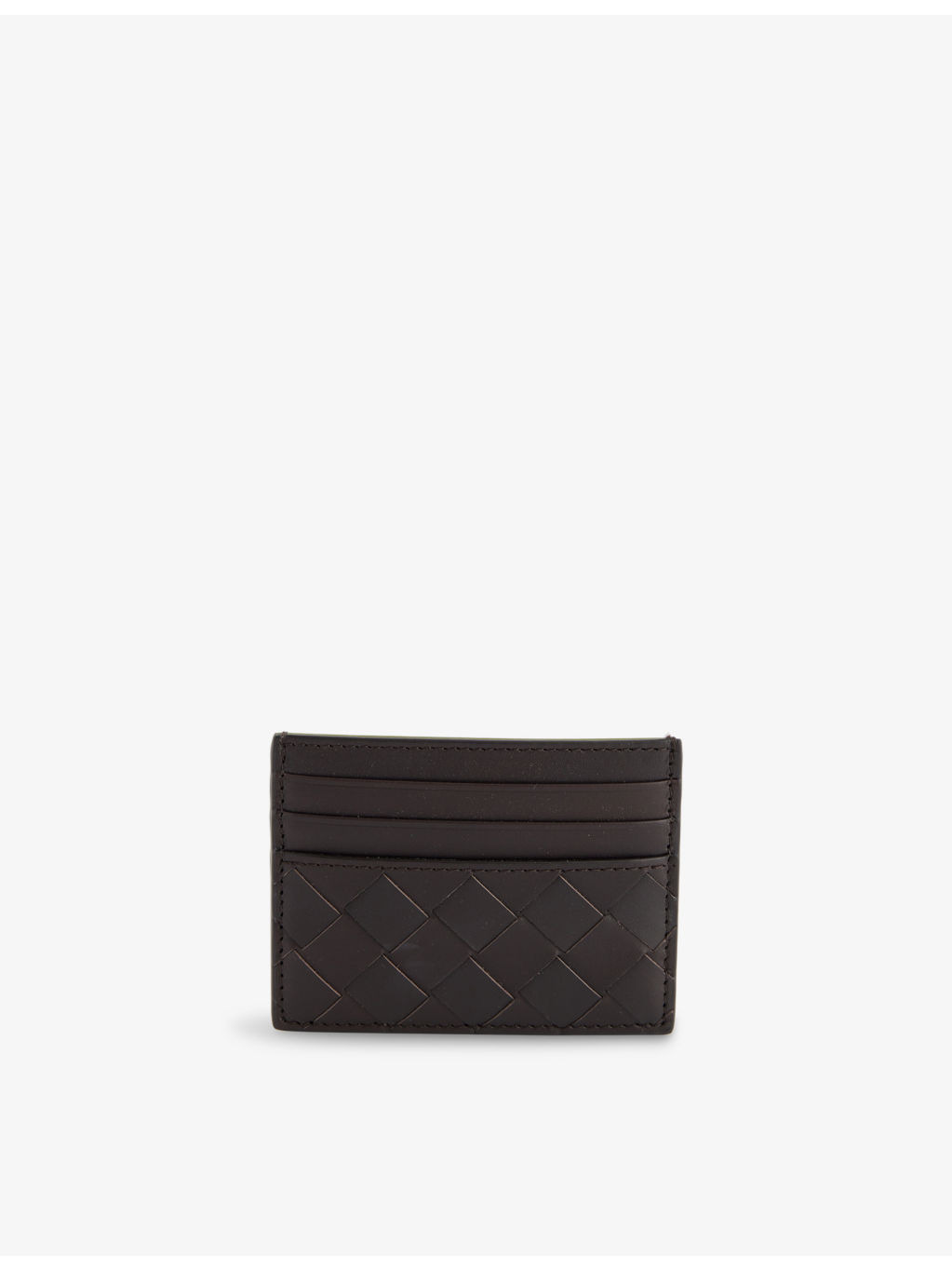 Colour-block intrecciato leather cardholder - 1