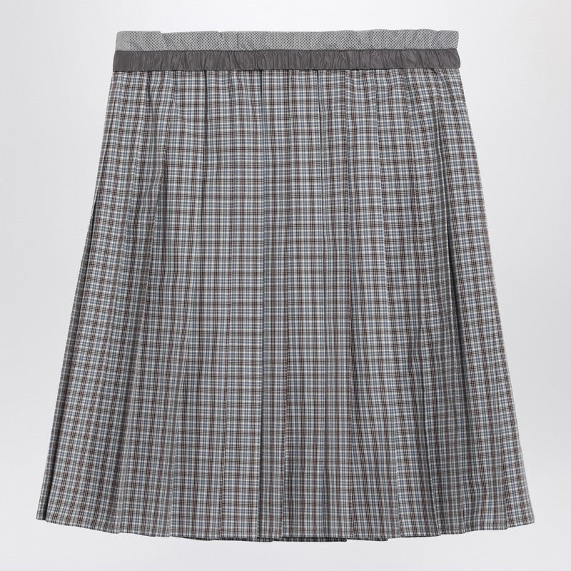 Miu Miu Pleated Skirt Blue/Bordeaux Check Pattern Women - 2