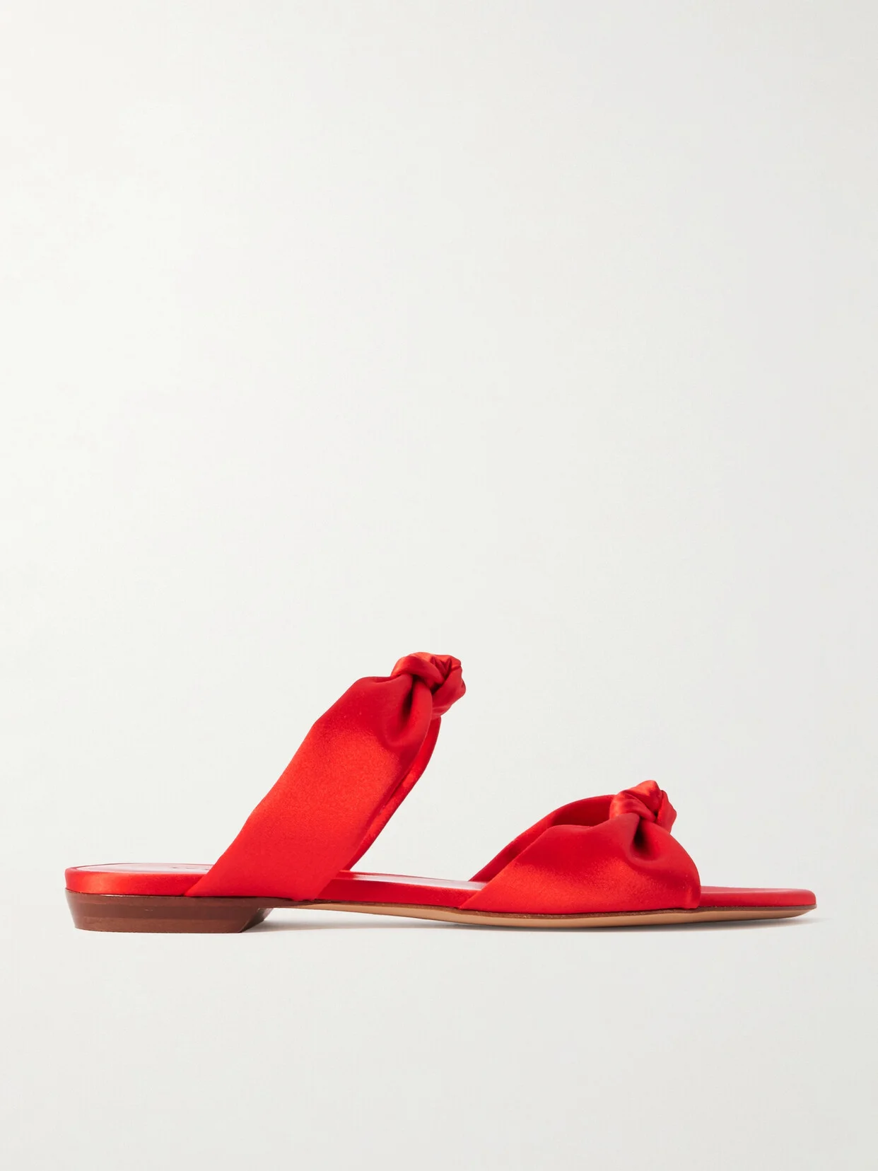 Knot Flat Satin Sandals - 1