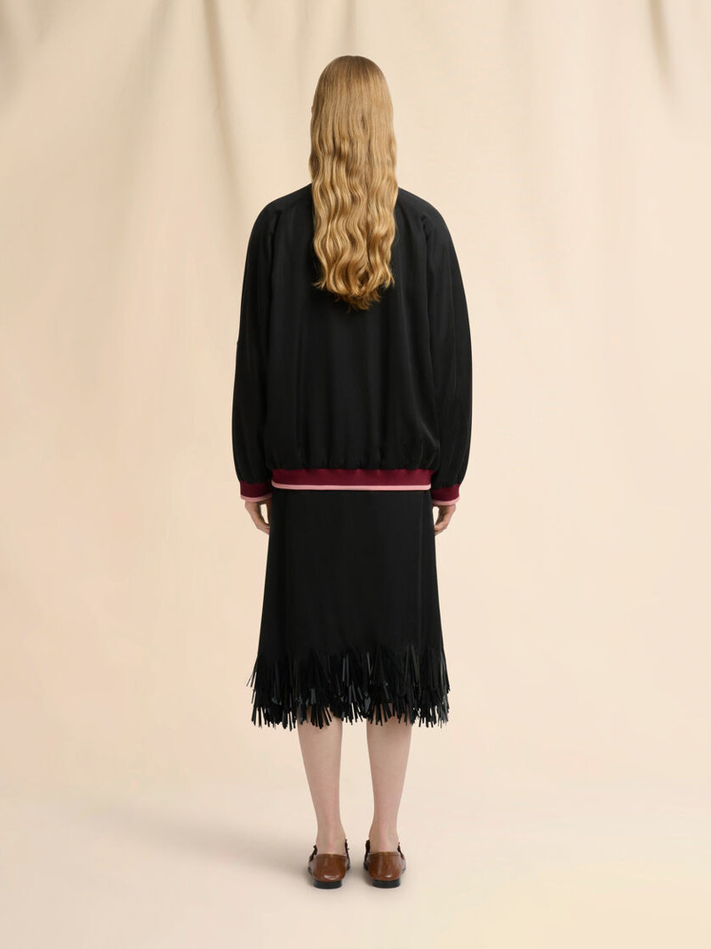 BLACK SATIN JACKET WITH SEQUIN FLOWERS 3