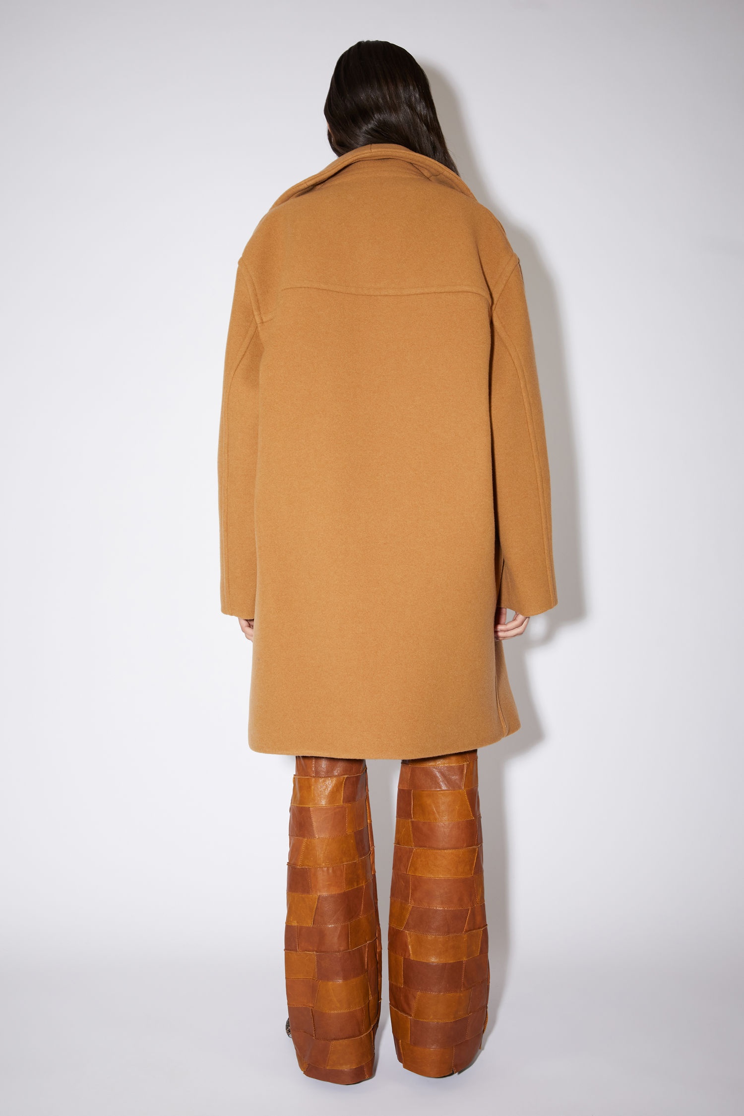 Funnel neck coat - Camel brown - 3