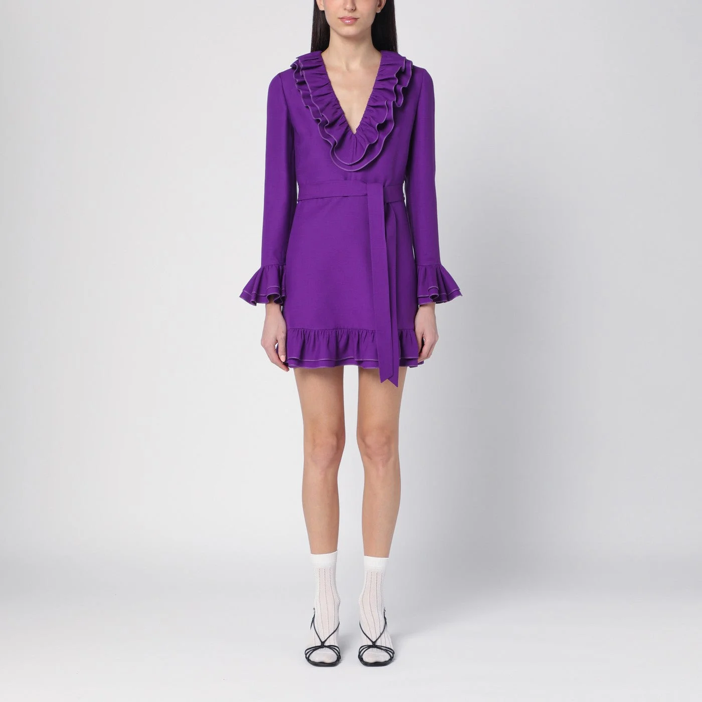 Purple wool and silk mini dress - 1