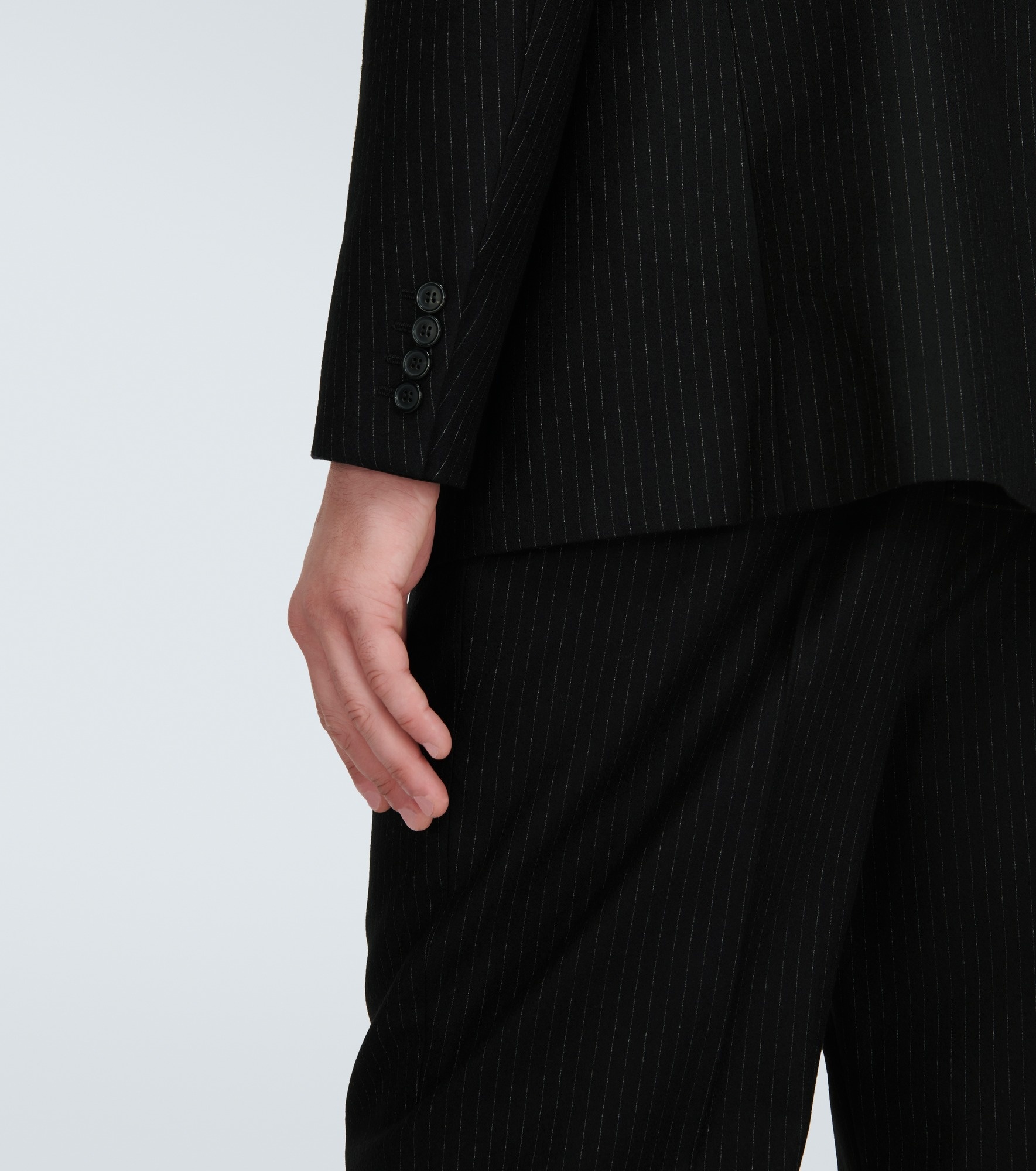Pinstripe wool flannel suit jacket - 6