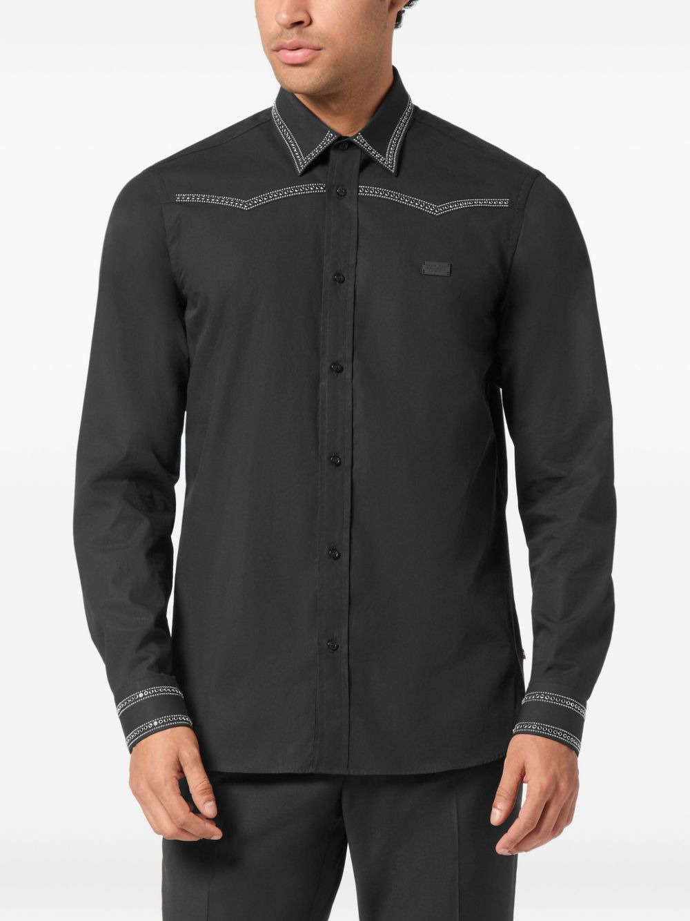 stud-embellished cotton shirt - 3
