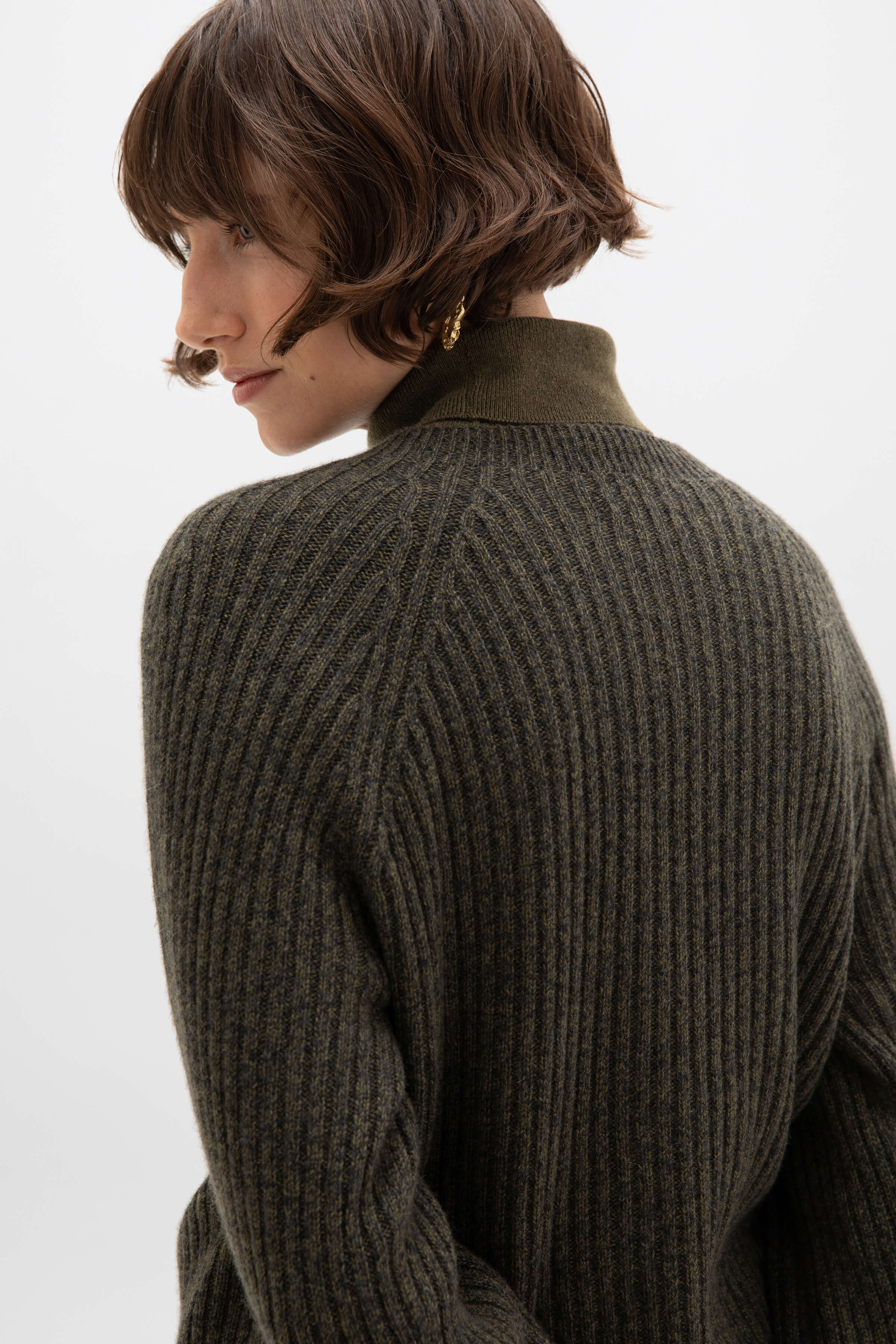 Ribbed Green Cashmere Jumper - 6
