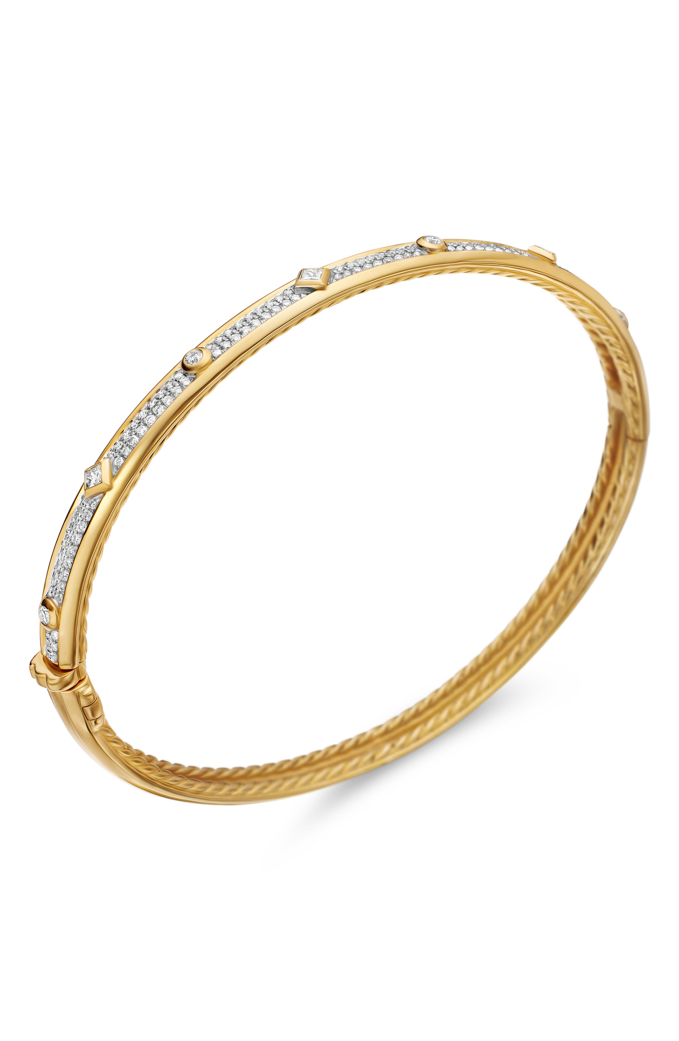 David Yurman Modern Renaissance Bangle Bracelet in 18K Yellow Gold with Full Pavé Diamonds, 4.5mm at - 5
