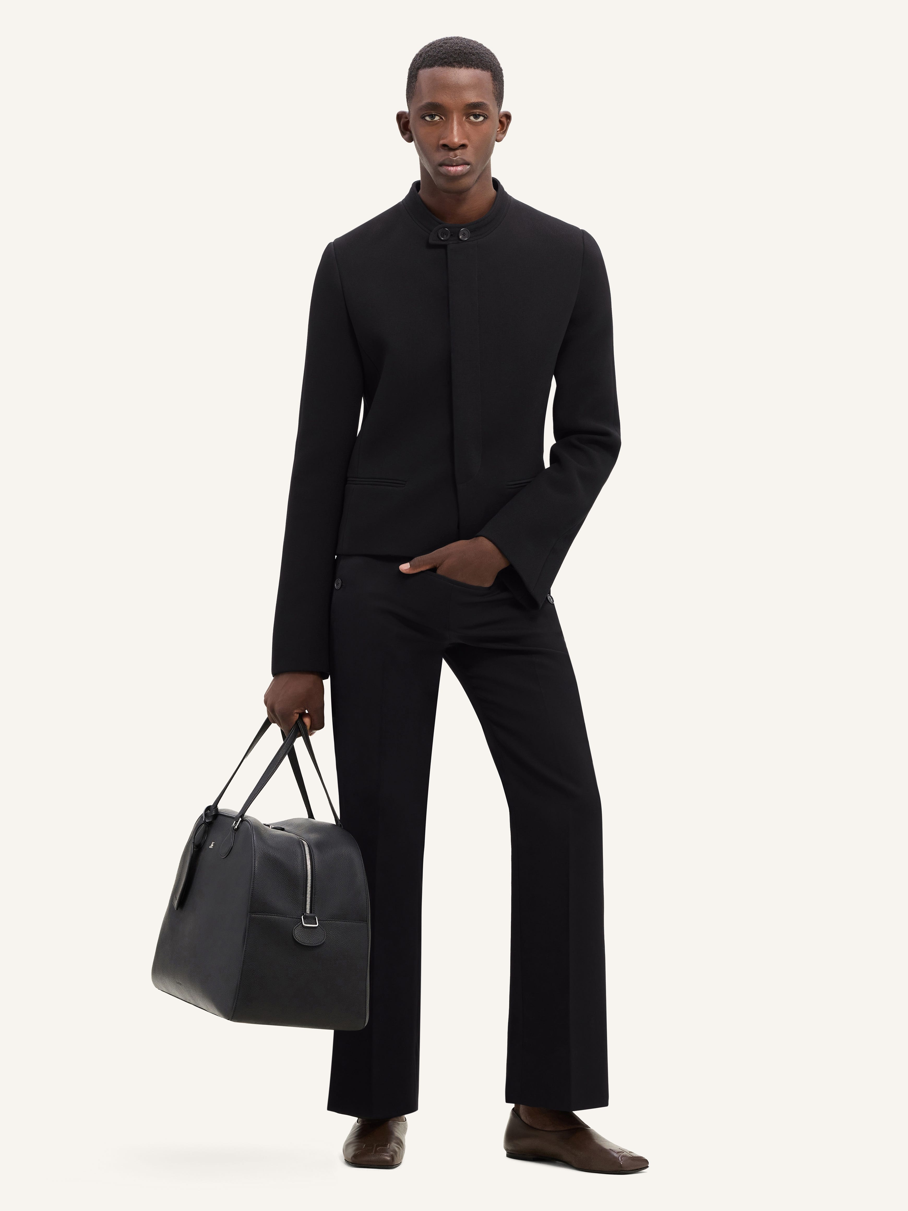 SINGLE FRONT POCKET WOOL TAILORED PANTS - 2