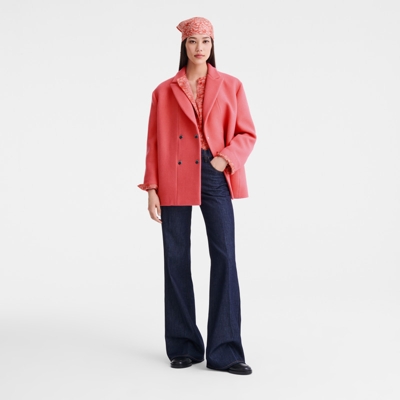 Longchamp Straight peacoat Blush - Wool broadcloth outlook