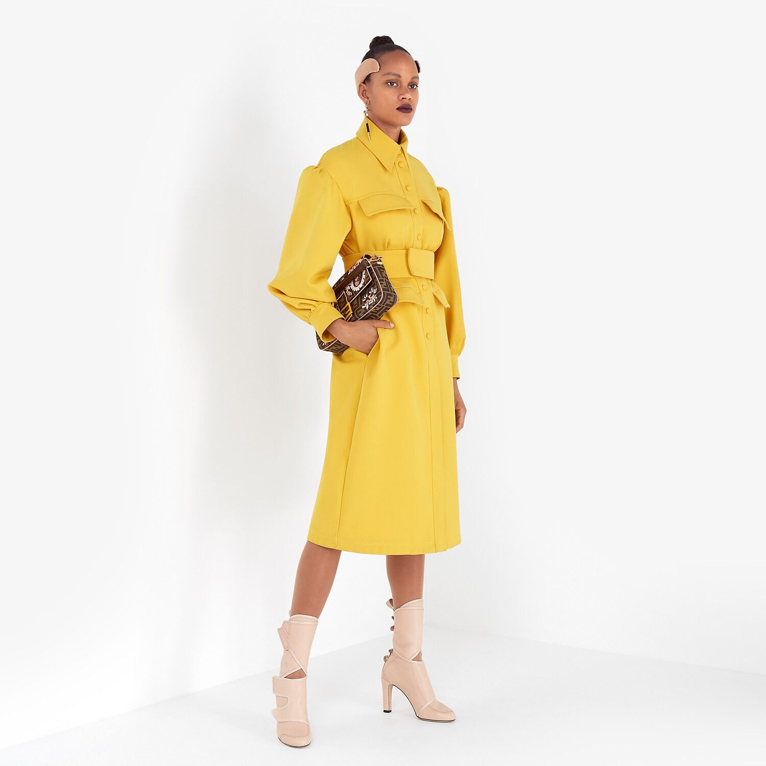 Yellow gabardine coat - 4